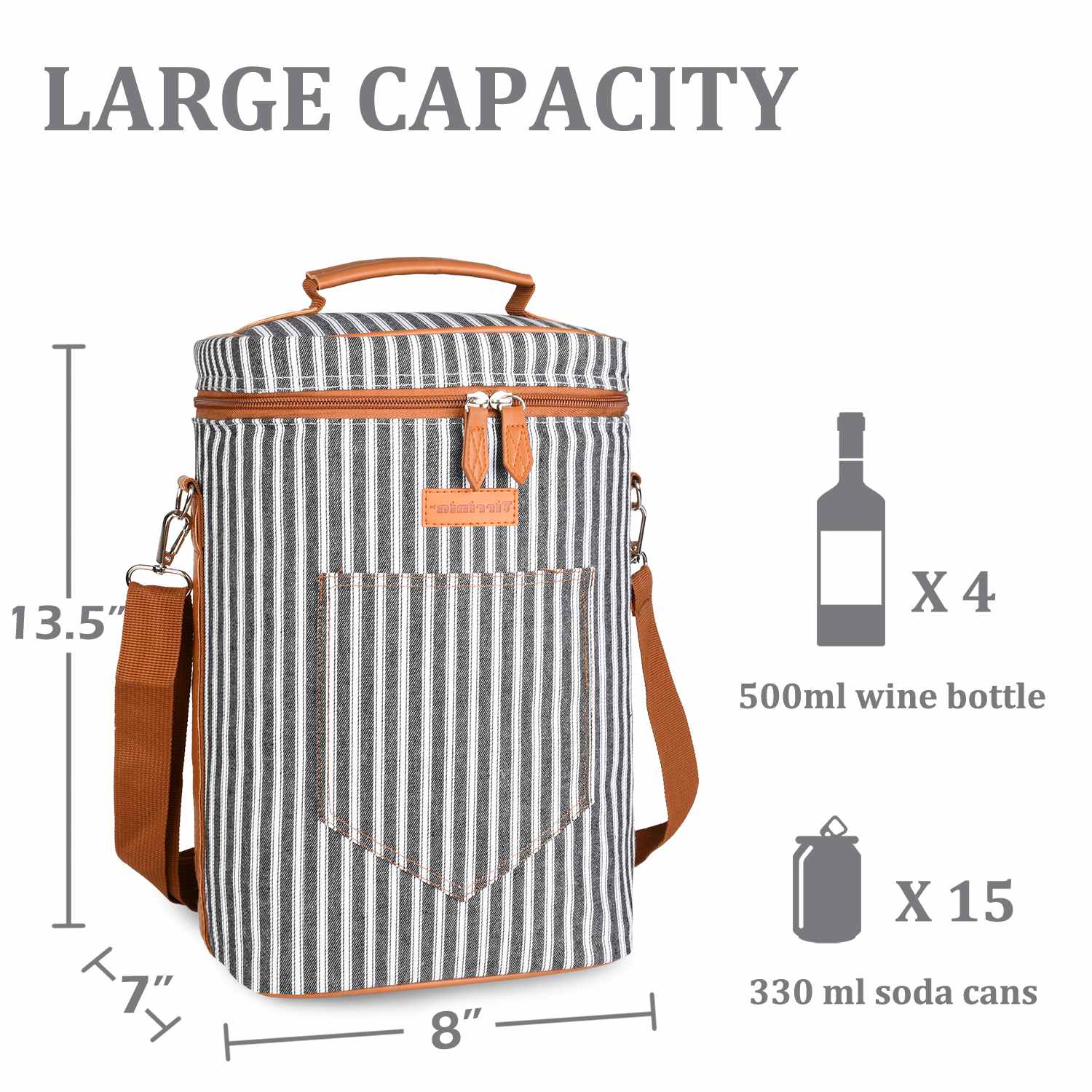 Black Stripe 4 Bottle Wine Bag