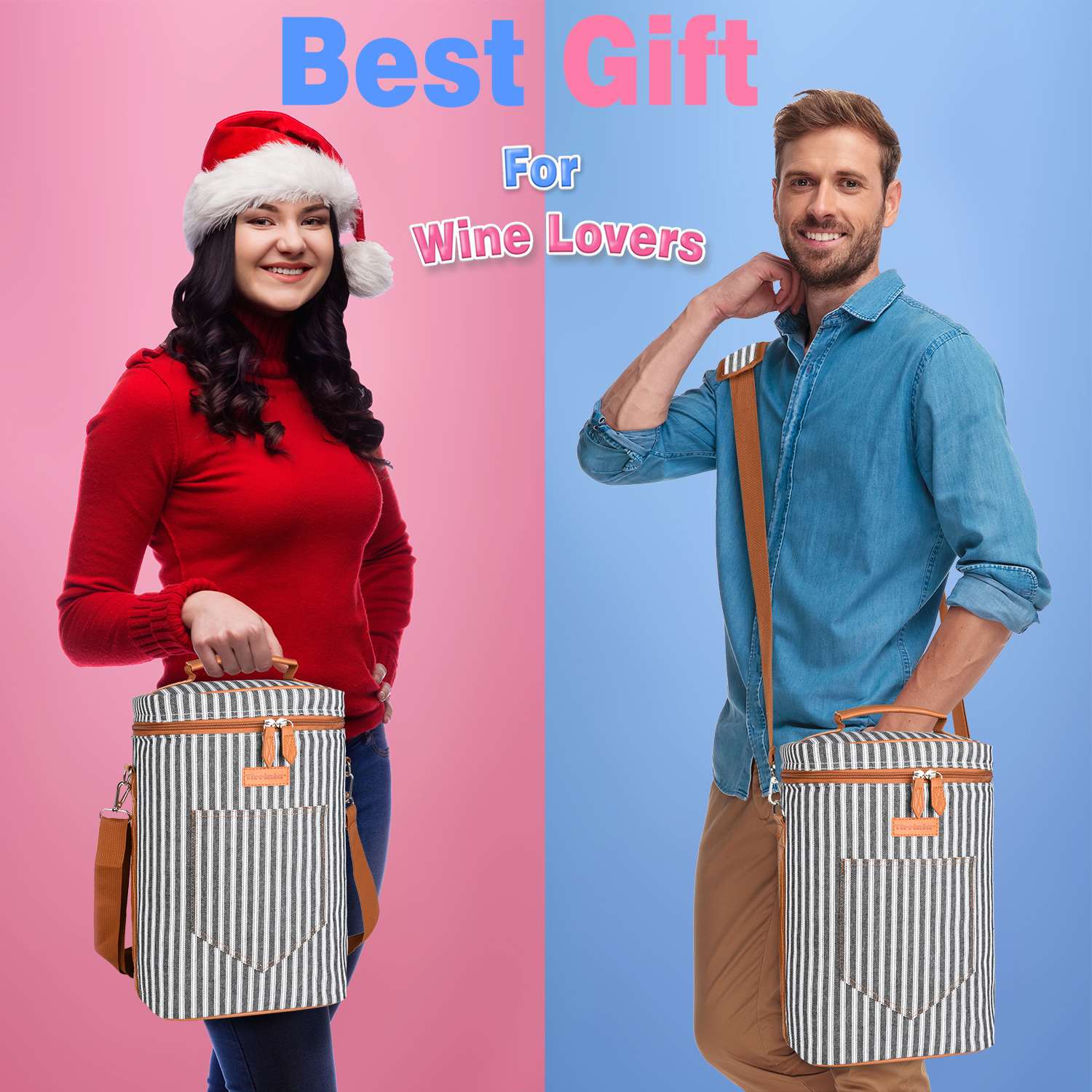 Black Stripe 4 Bottle Wine Bag