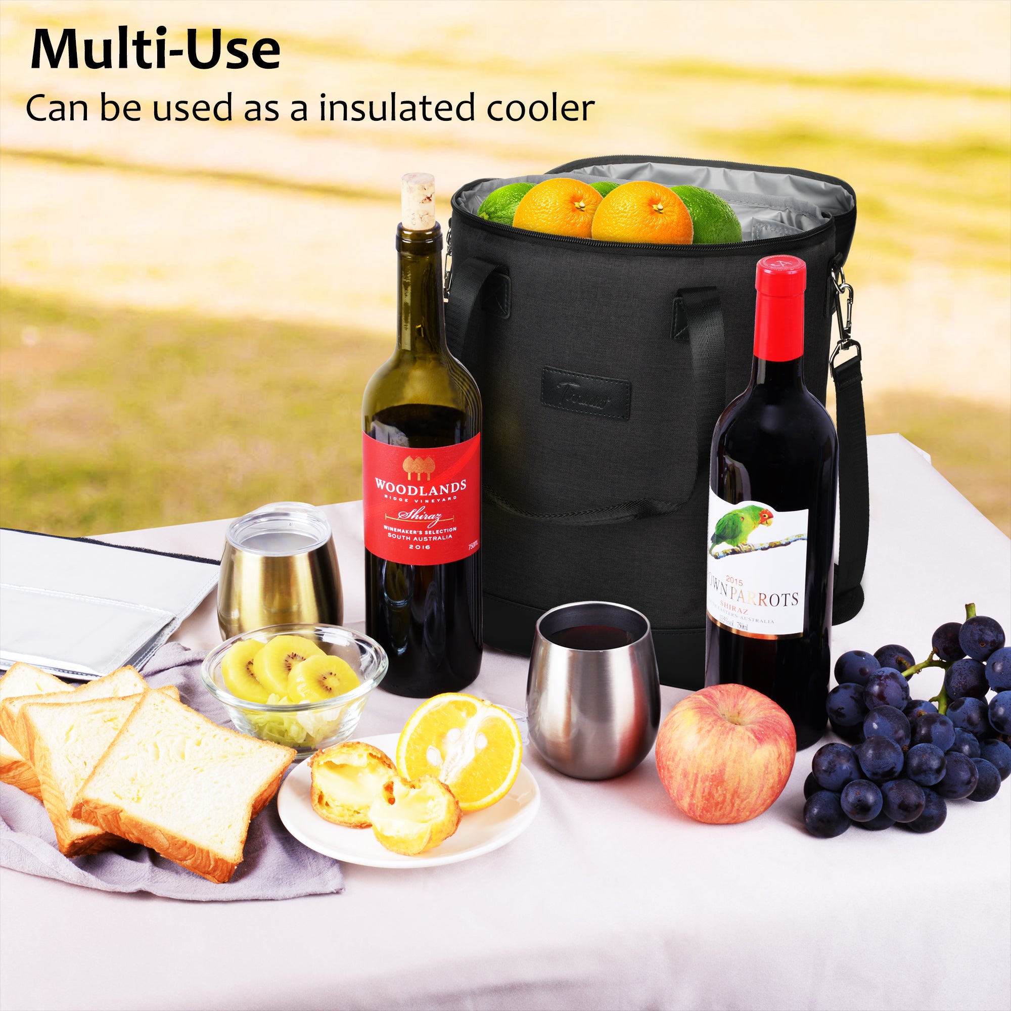 Black 6 Bottle Wine Cooler Carrier