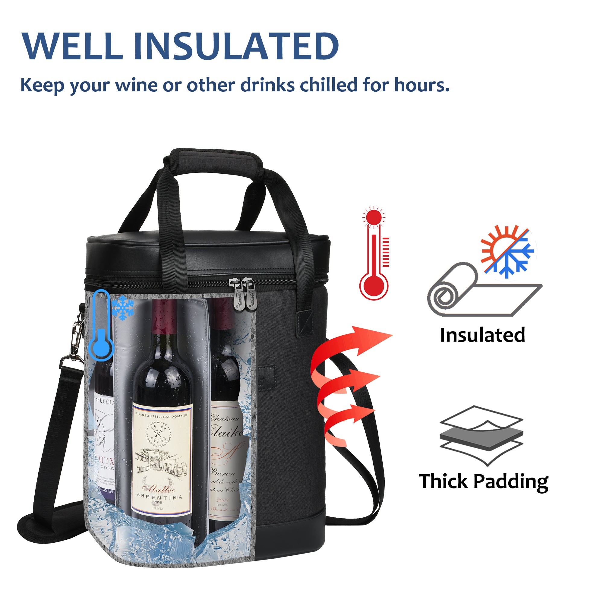 Black 6 Bottle Wine Cooler Carrier