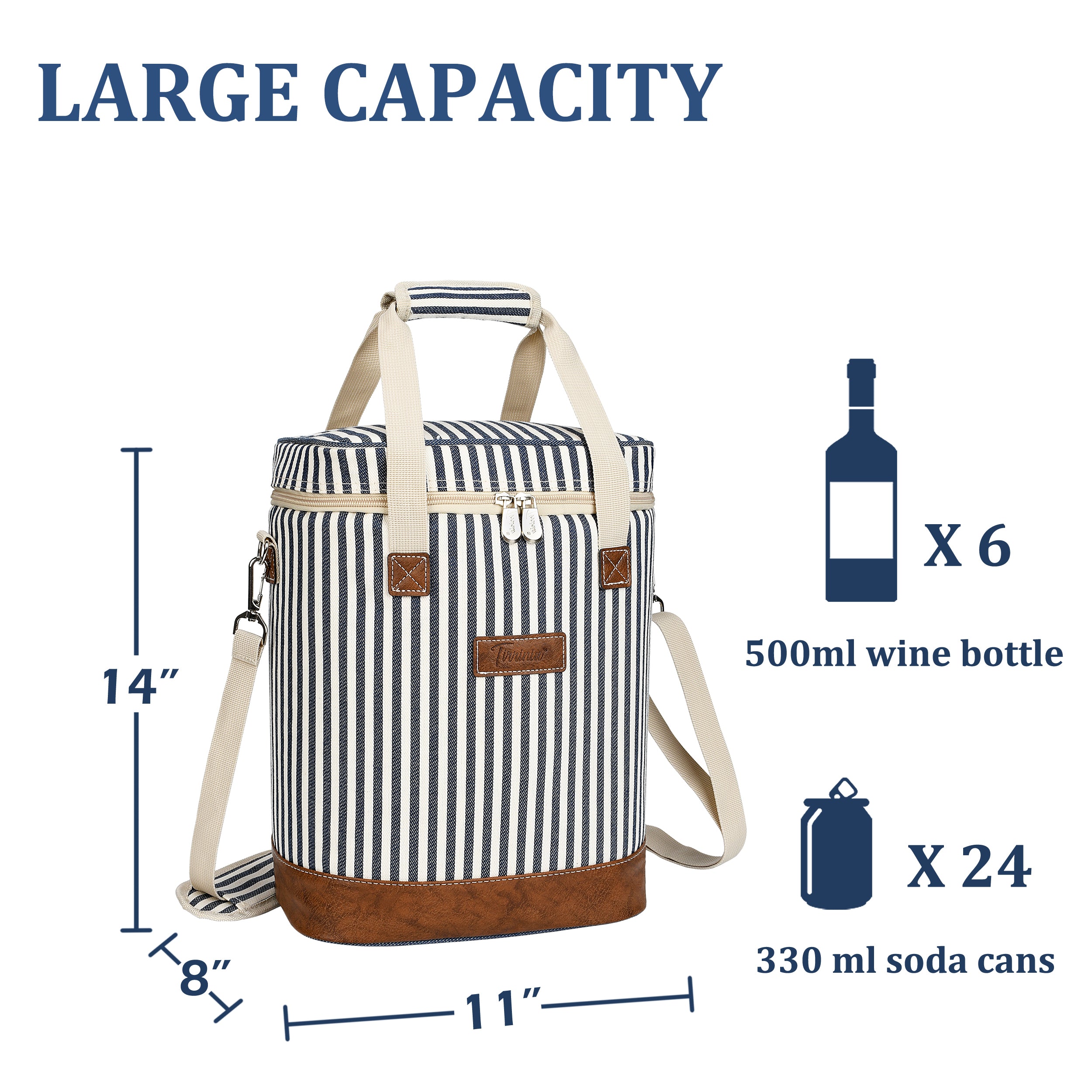 Blue Stripe 6 Bottle Wine Cooler Carrier