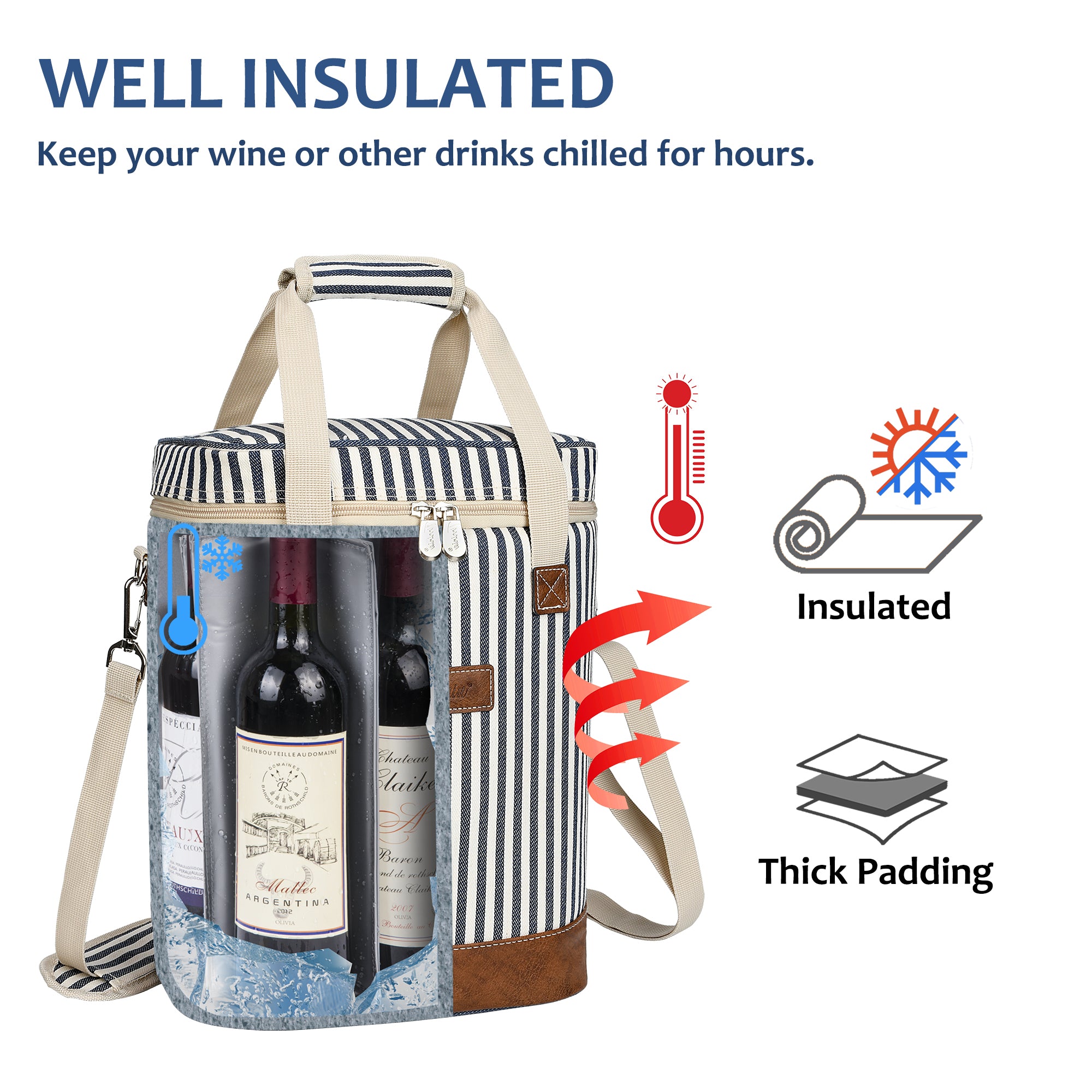 Blue Stripe 6 Bottle Wine Cooler Carrier