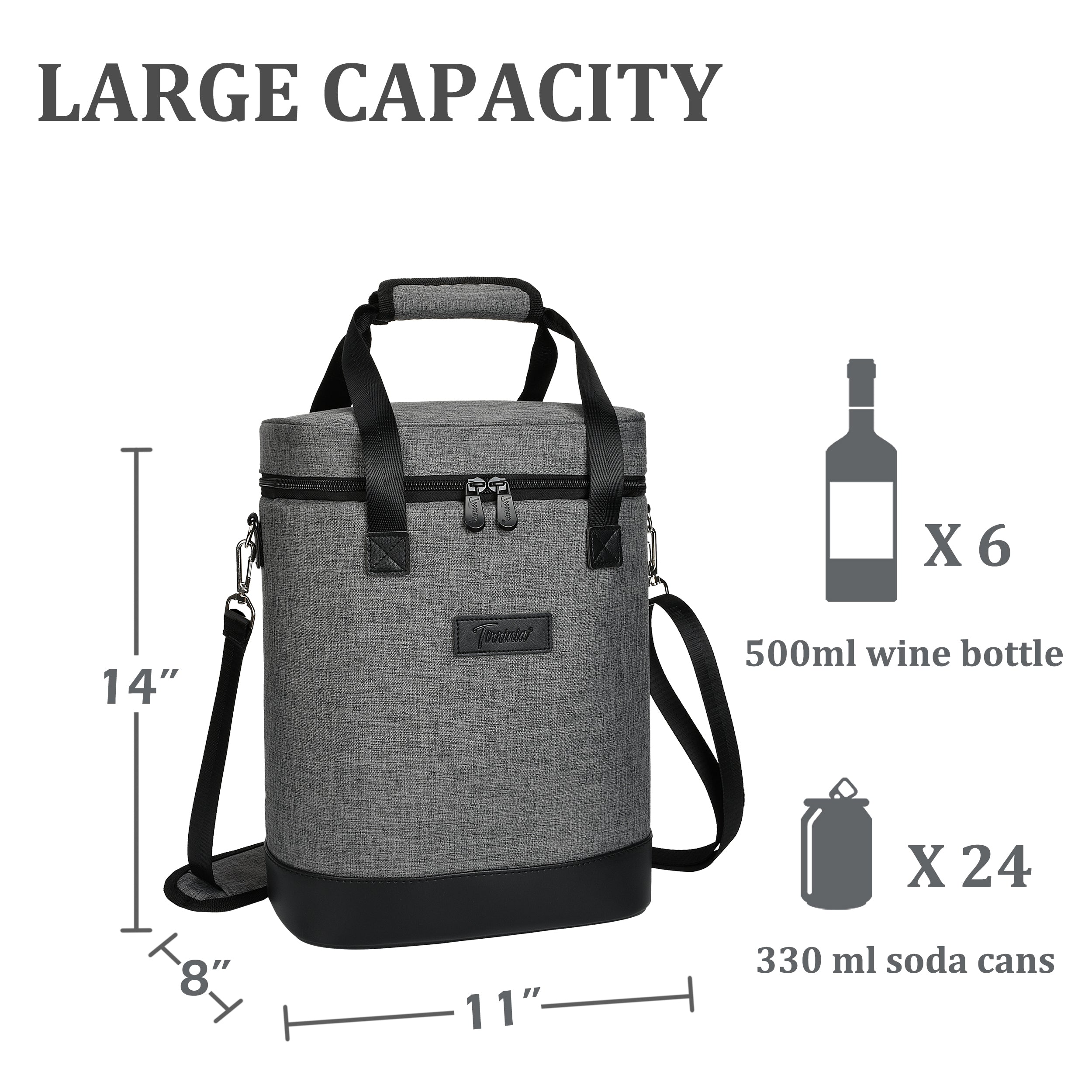 Grey 6 Bottle Wine Cooler Carrier
