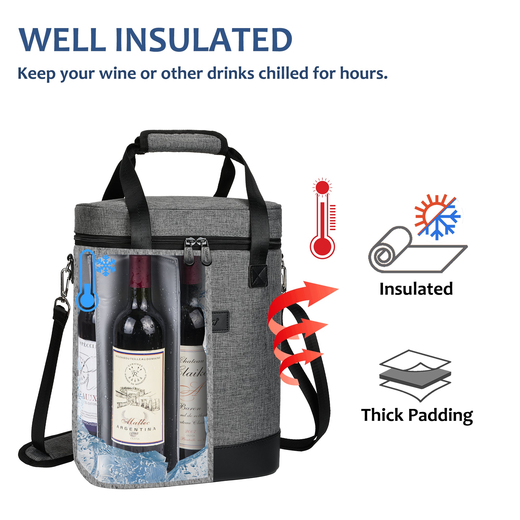 Grey 6 Bottle Wine Cooler Carrier