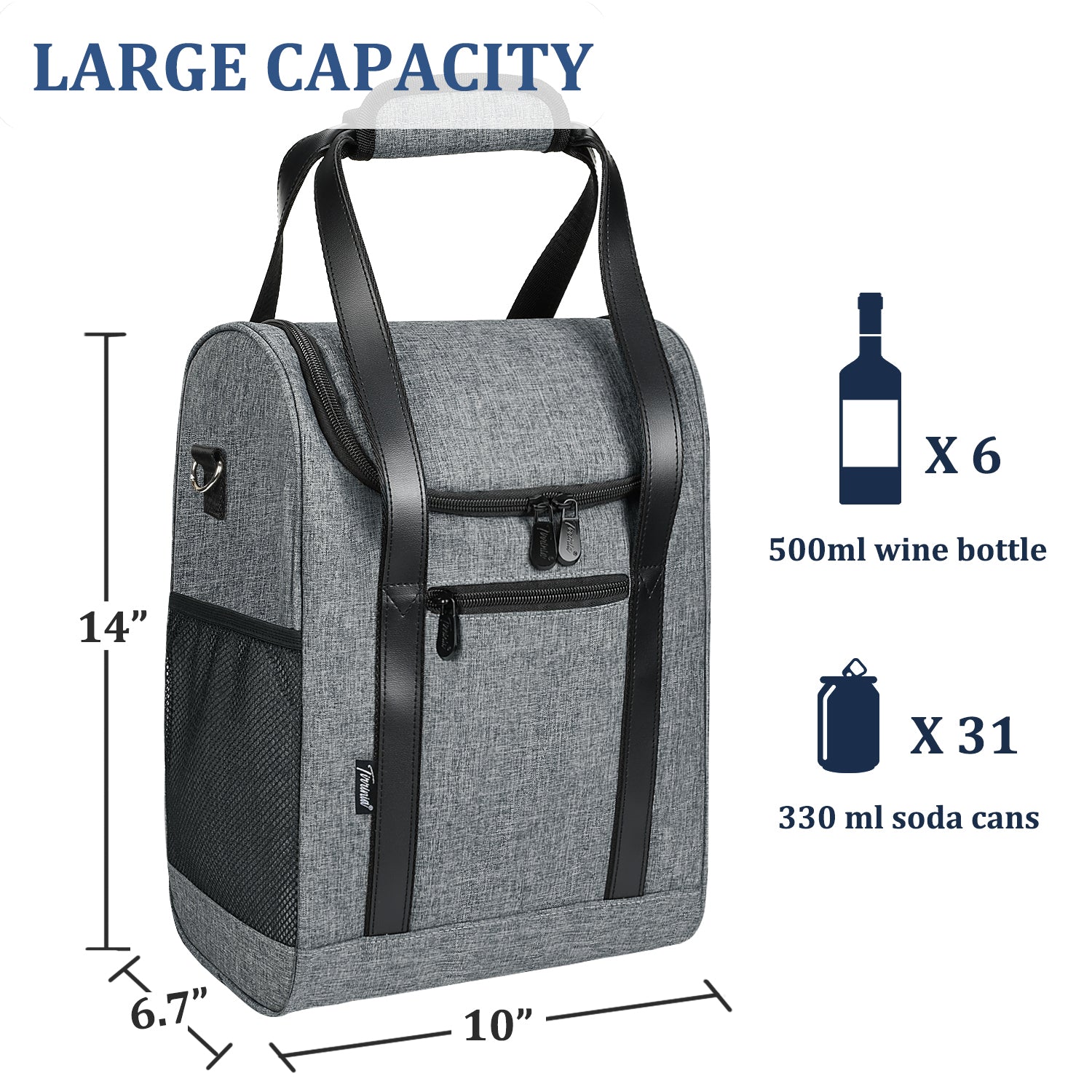 Grey 6 Bottle Wine Purse Cooler