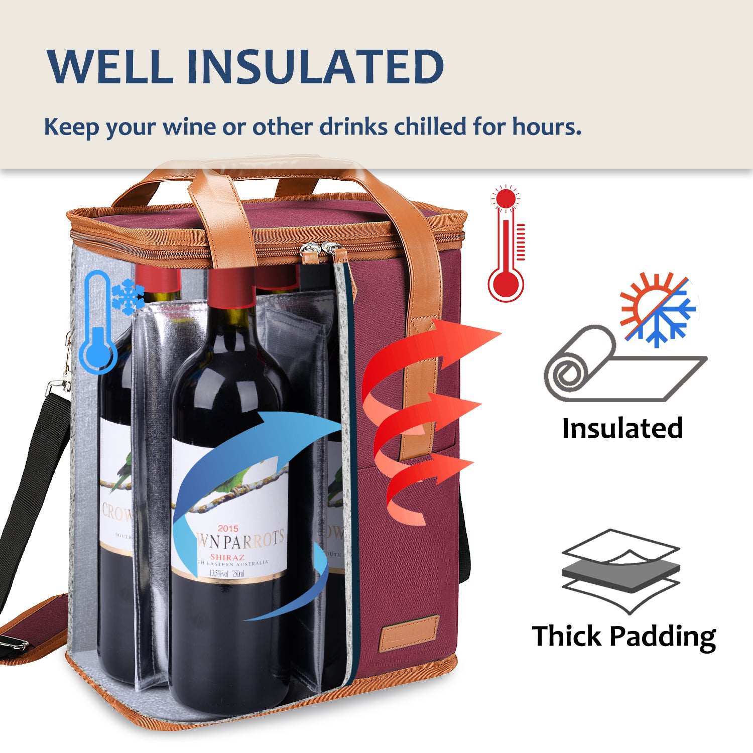 Red 6 Bottle Wine Bag