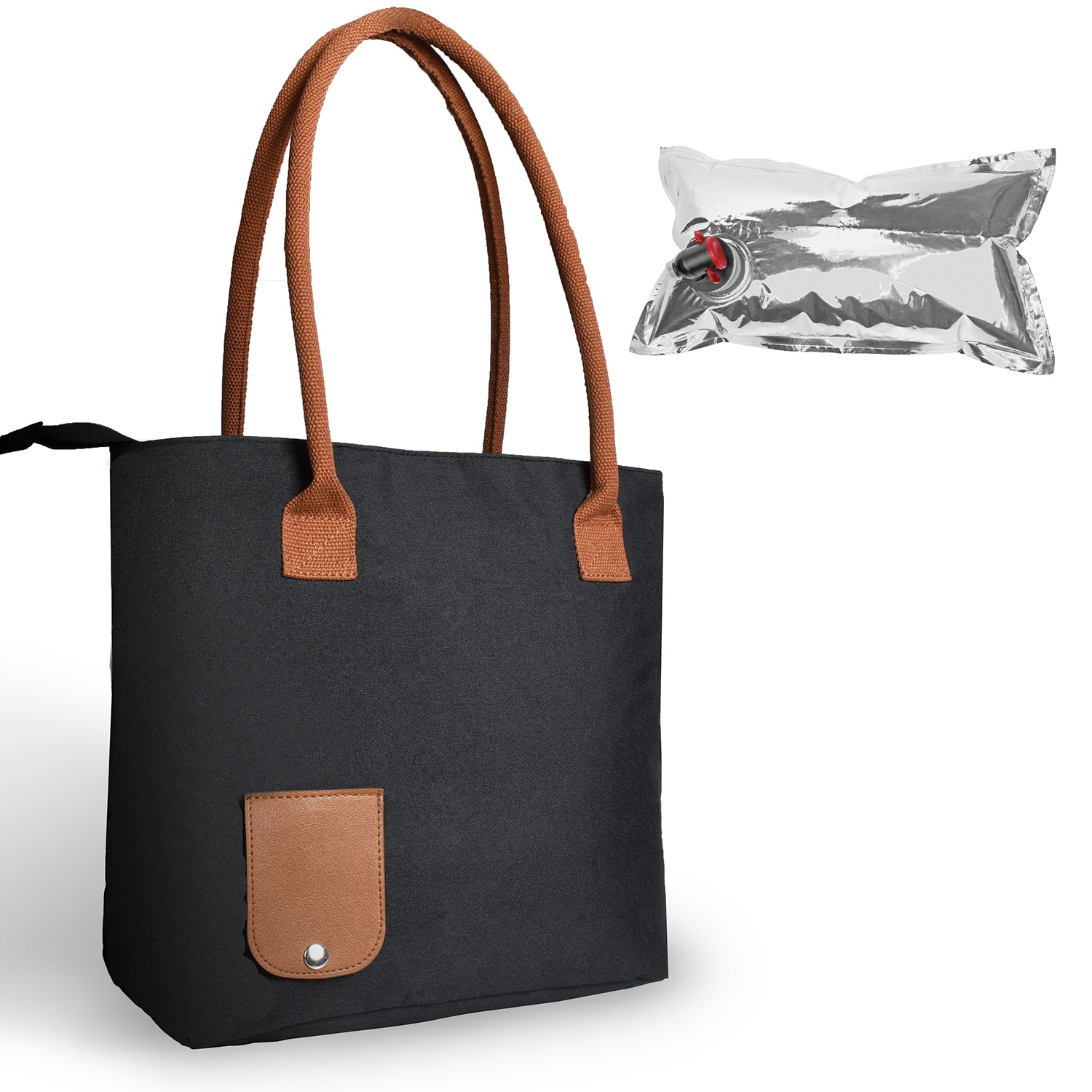 Black Wine Tote Bag with Hidden Dispenser