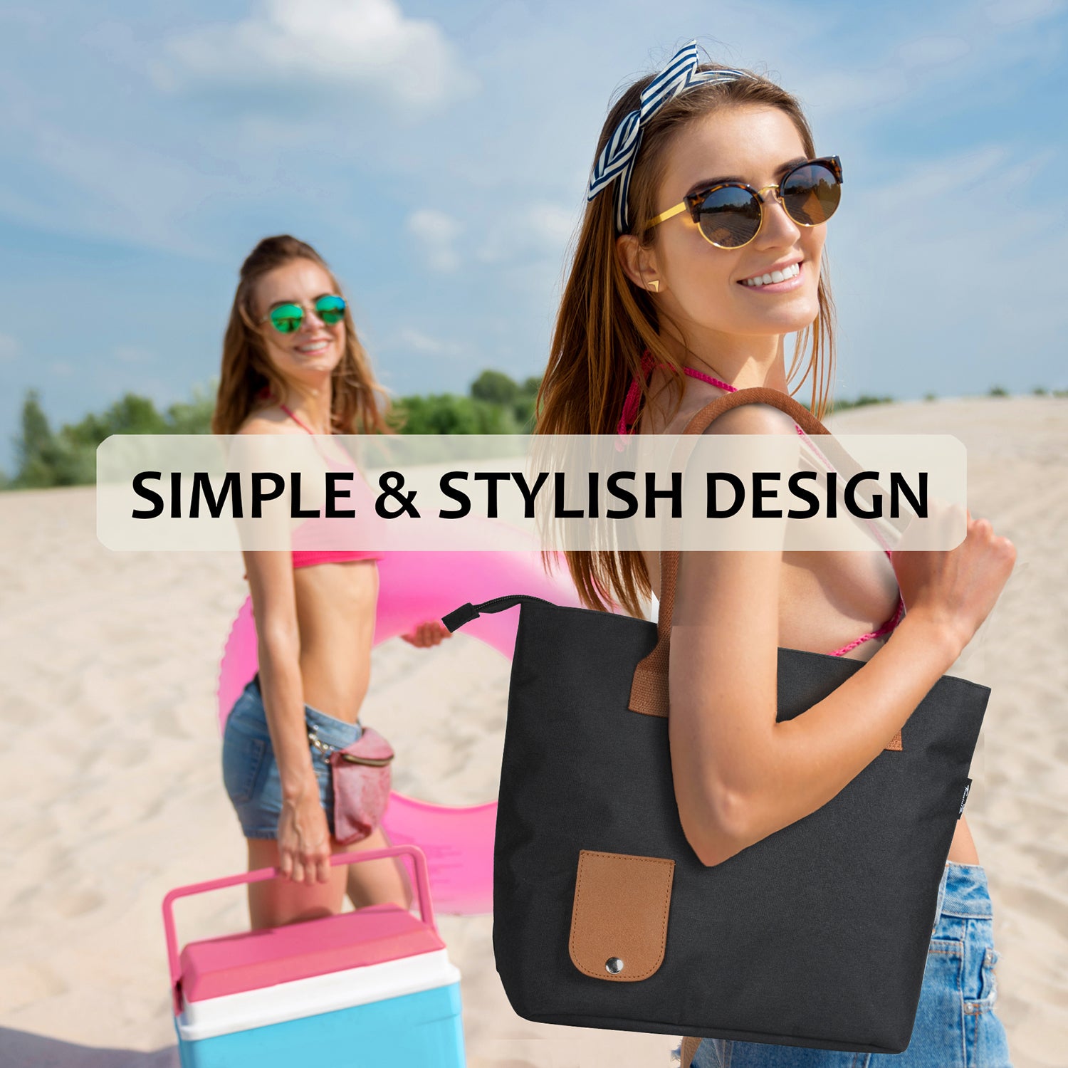 Black Wine Tote Bag with Hidden Dispenser