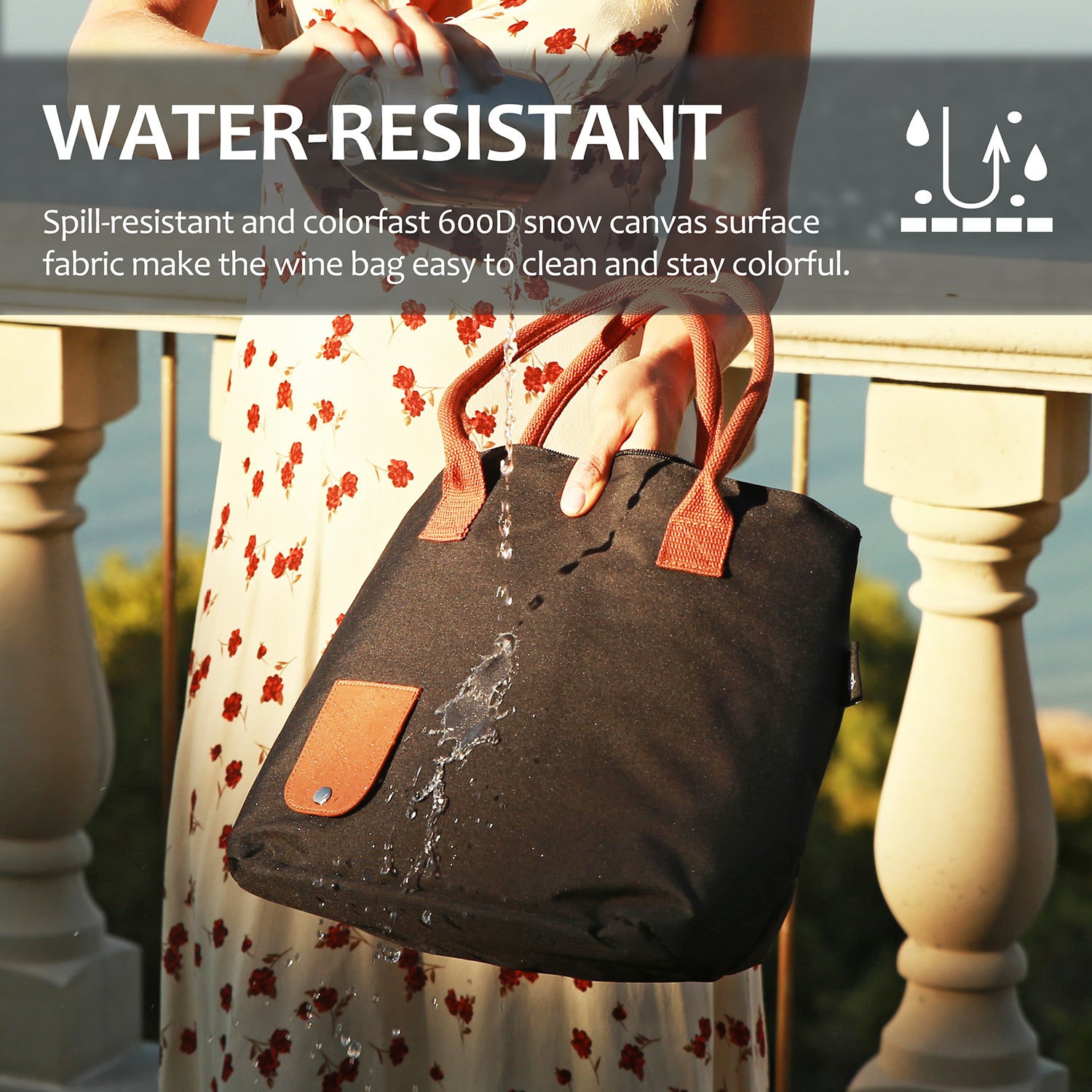 Black Wine Tote Bag with Hidden Dispenser