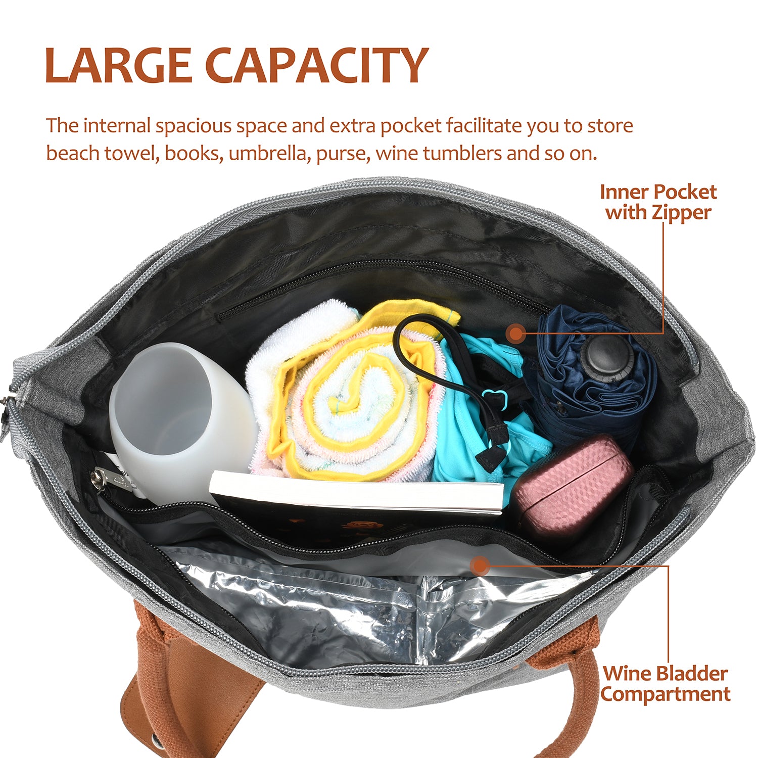 Grey Tote Bag with Hidden Dispenser