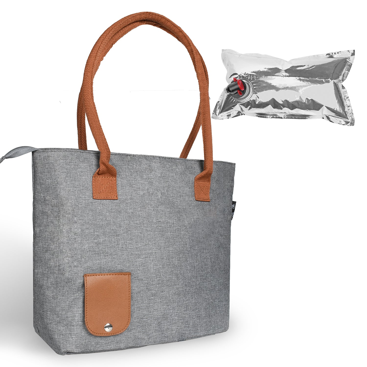 Grey Tote Bag with Hidden Dispenser