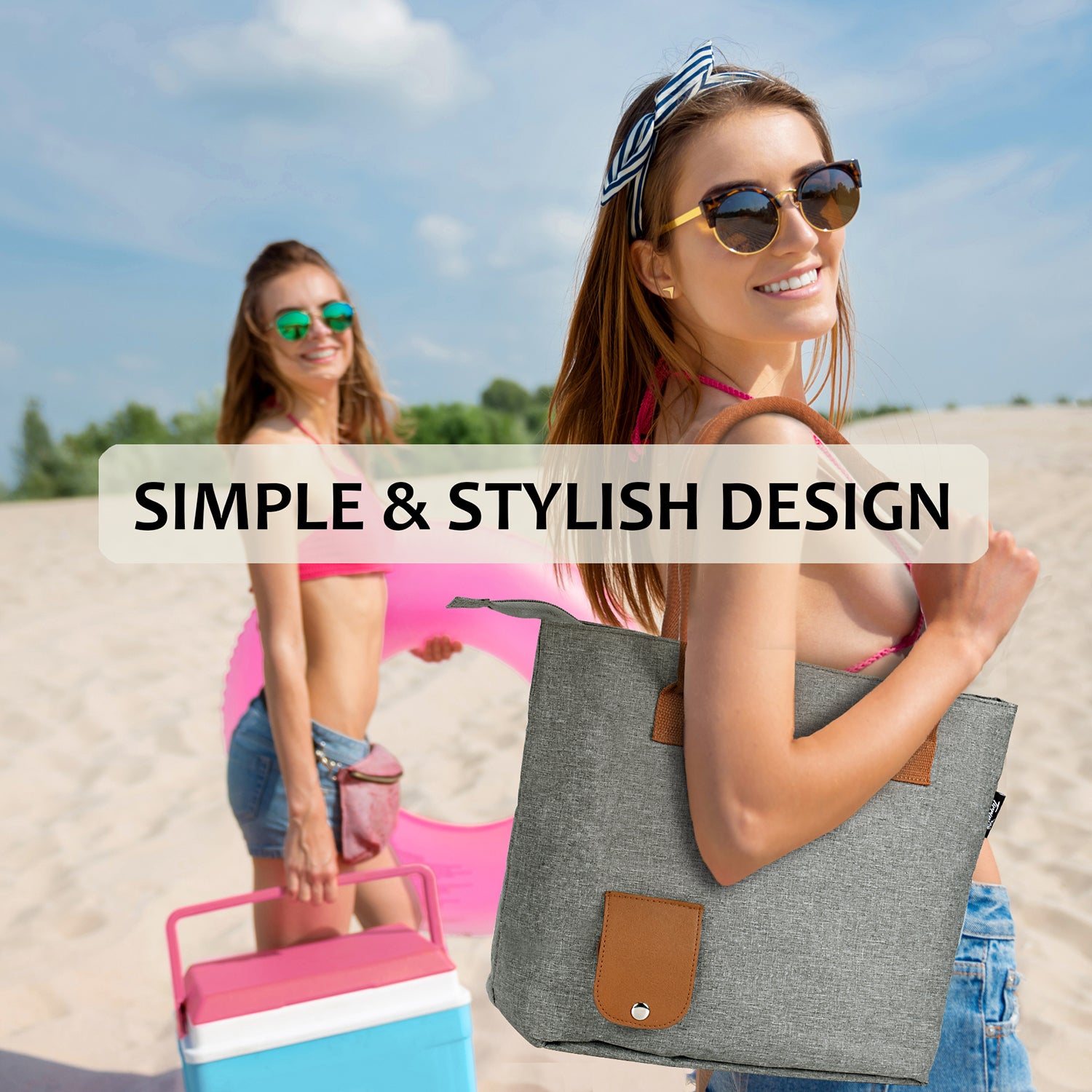 Grey Tote Bag with Hidden Dispenser