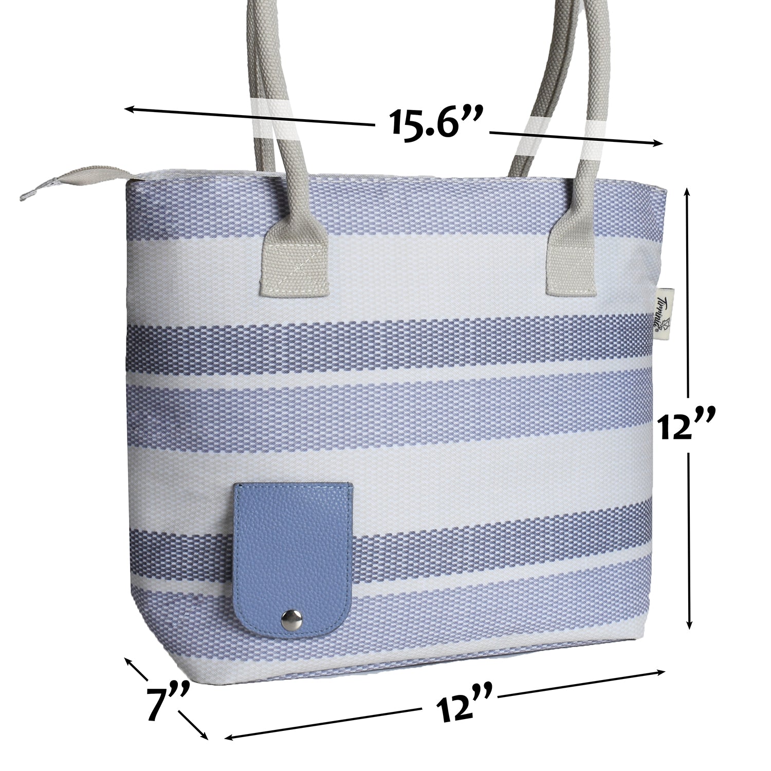 Blue & White Stripe Wine Tote Bag with Hidden Dispenser
