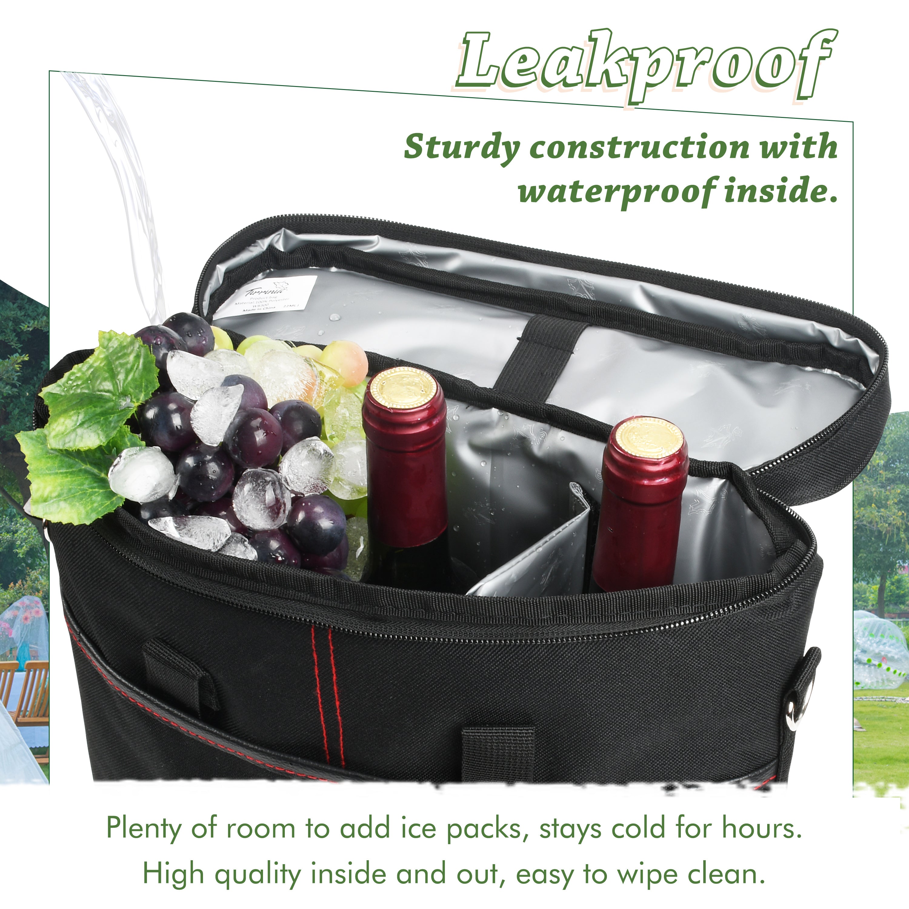 Black 3 Bottle Wine Carrier with Corkscrew