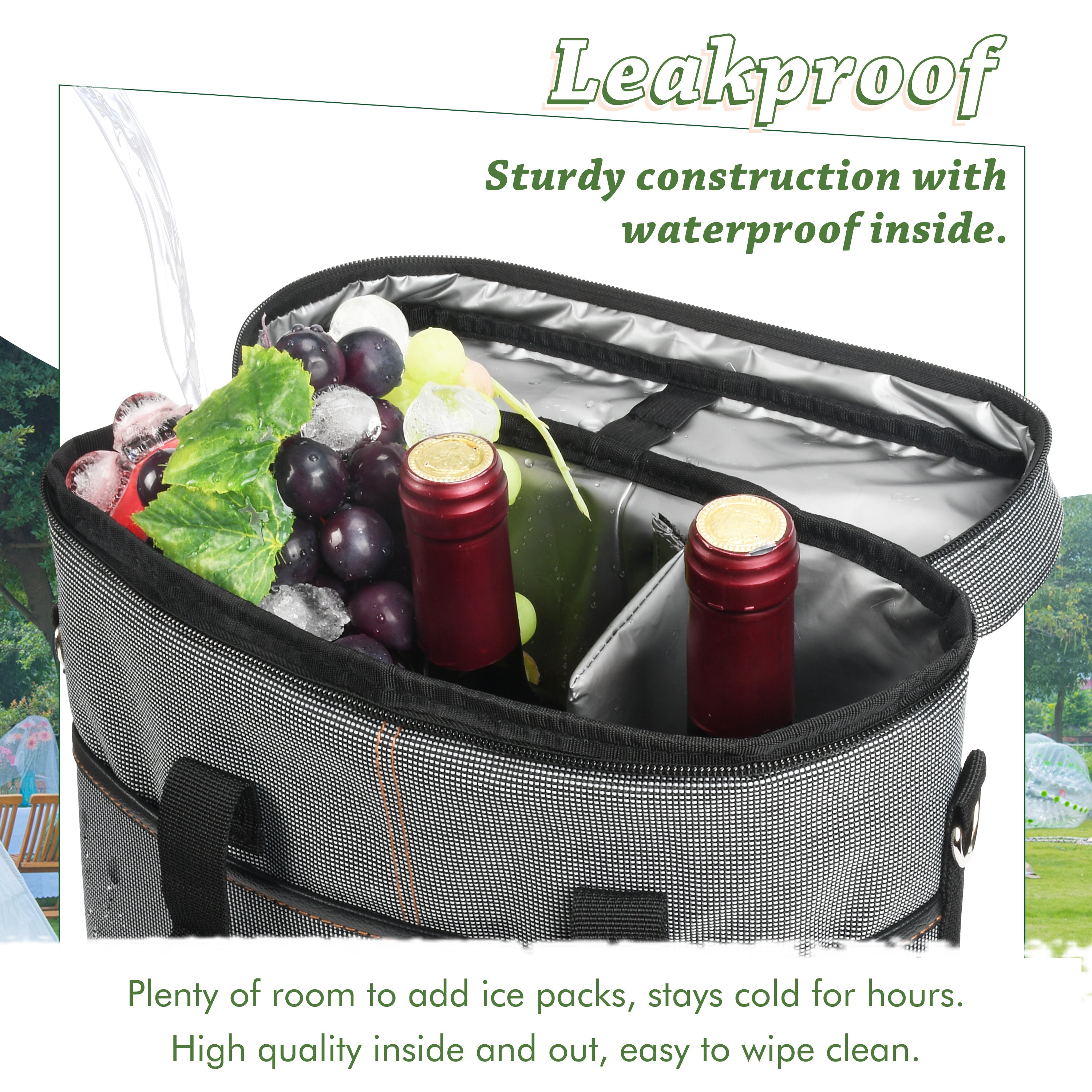 Dark Grey 3 Bottle Wine Carrier with Corkscrew