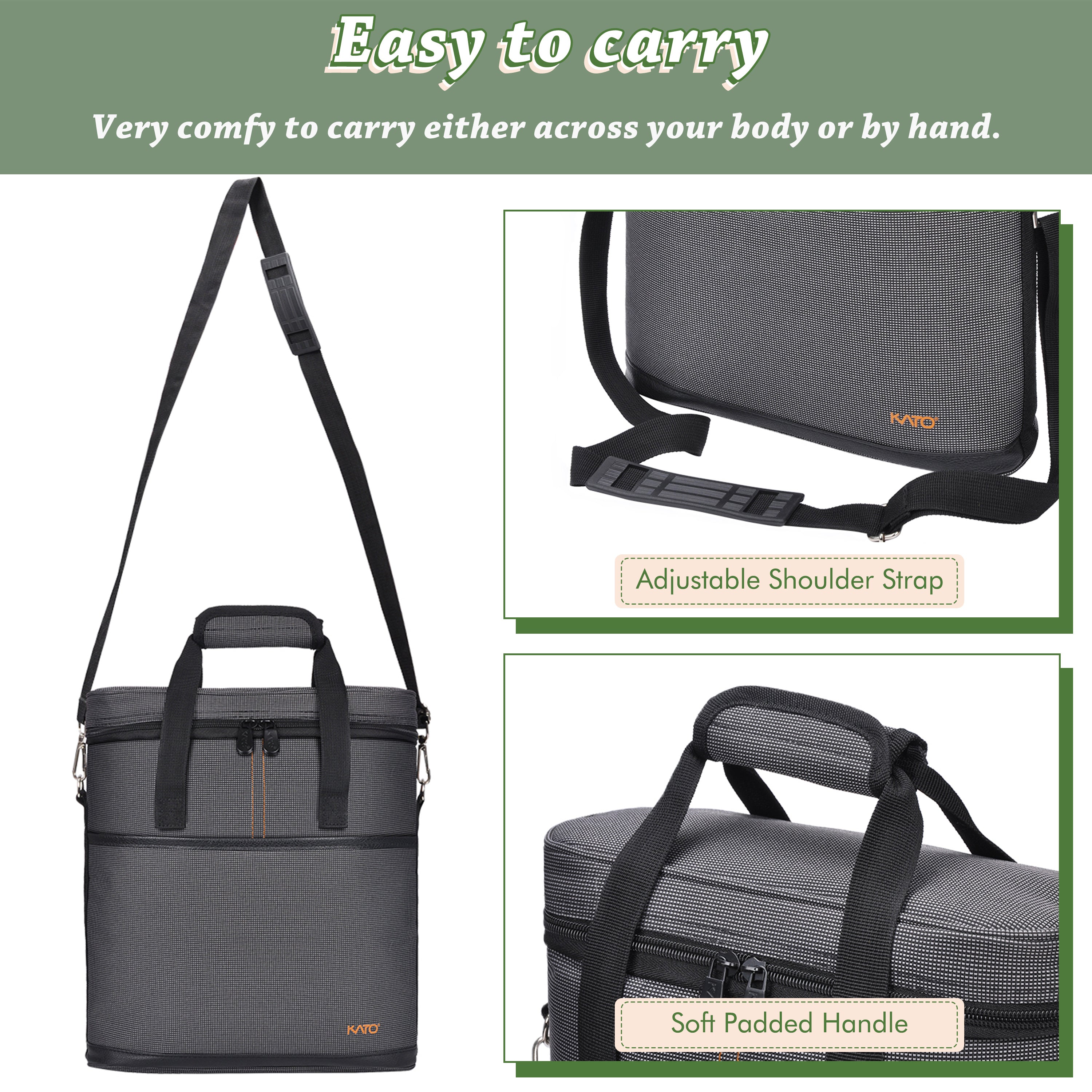 Dark Grey 3 Bottle Wine Carrier with Corkscrew