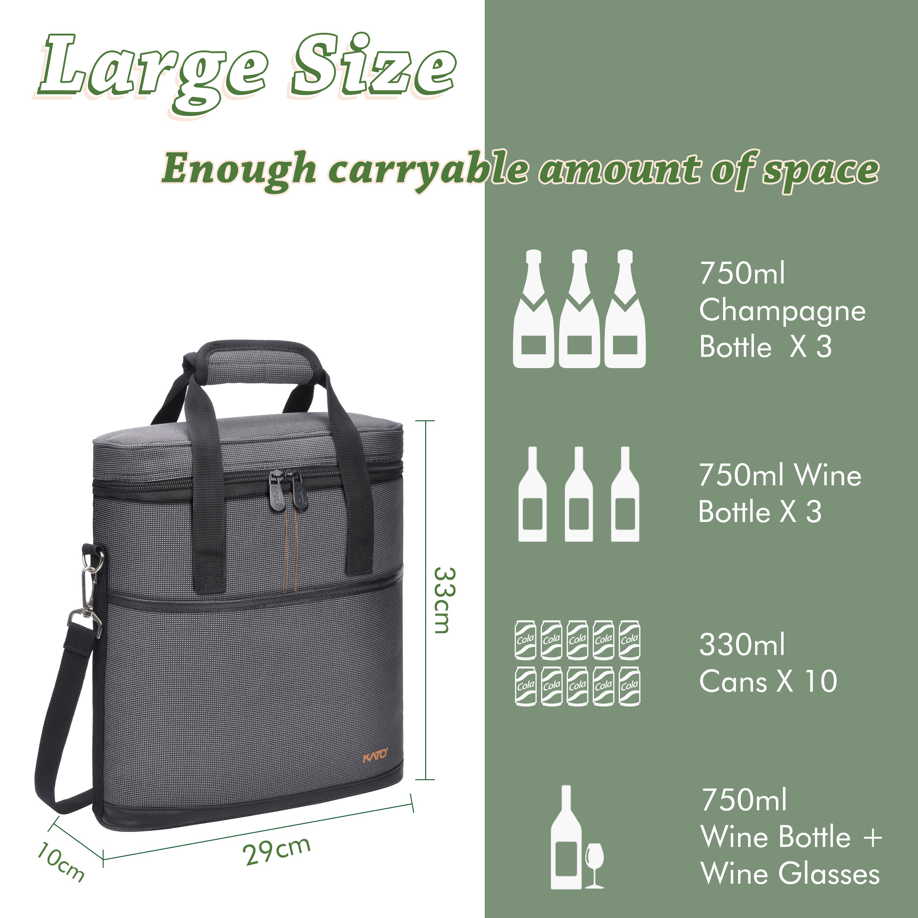 Dark Grey 3 Bottle Wine Carrier with Corkscrew