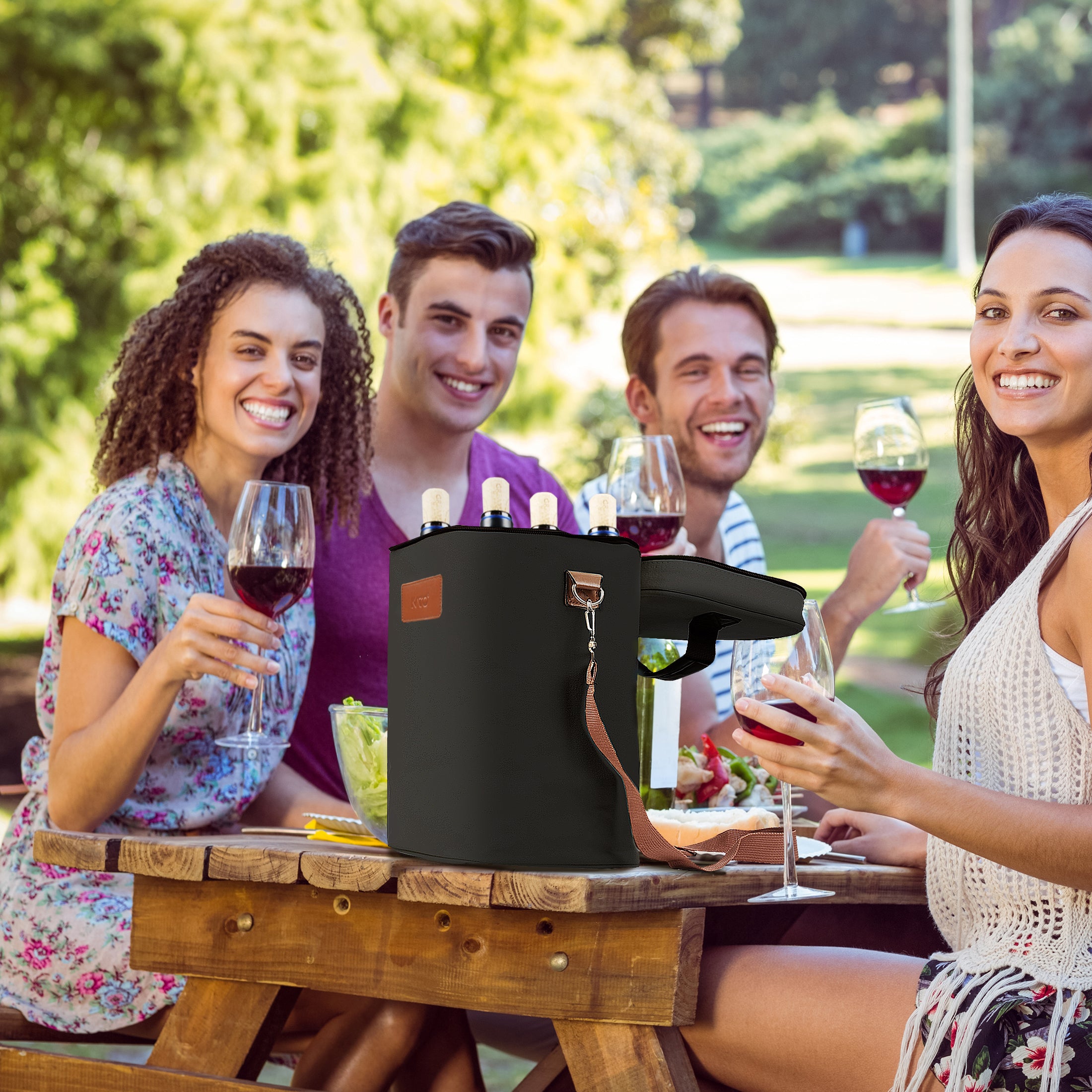 Black 4 Bottle Wine Cooler Tote