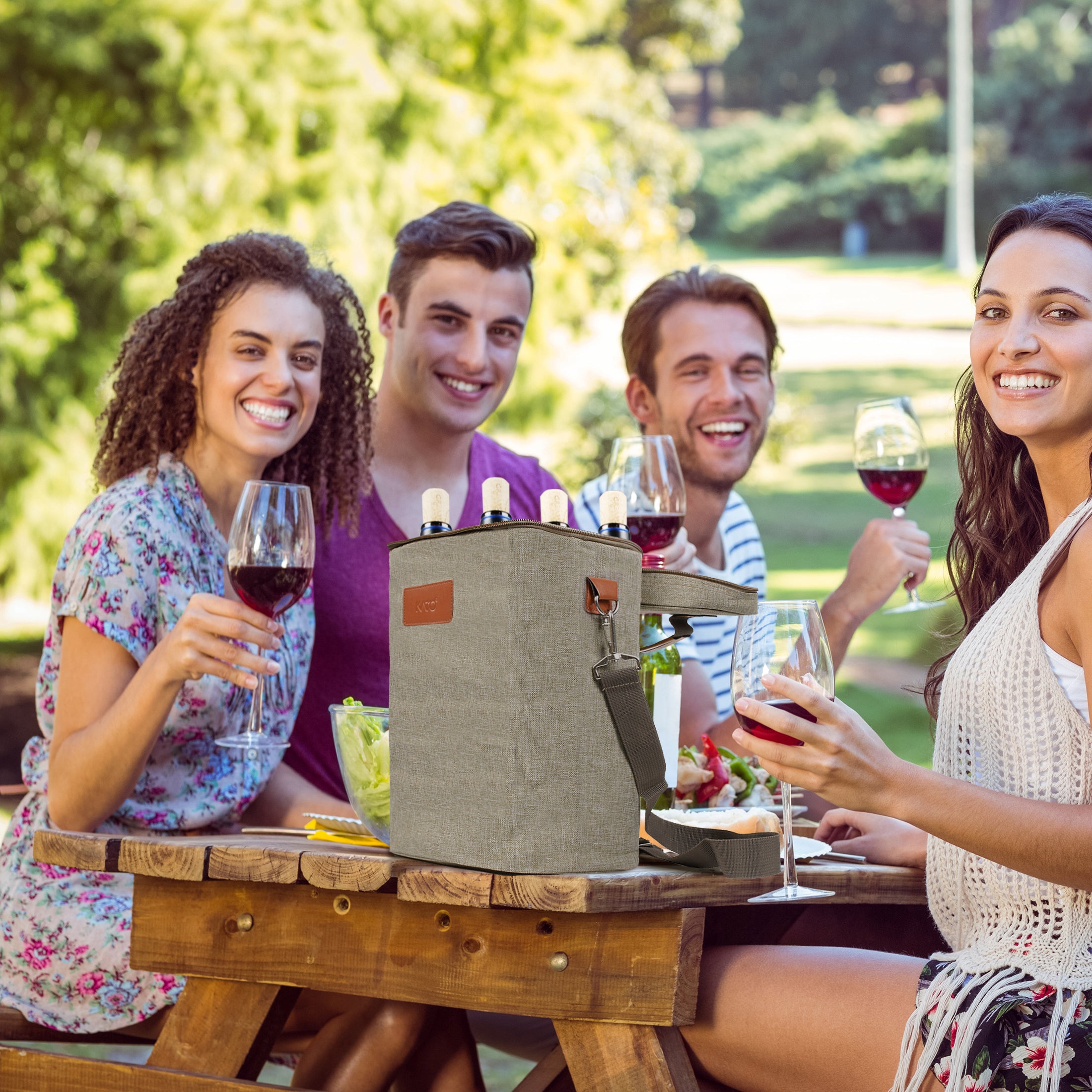 Grey 4 Bottle Wine Cooler Tote