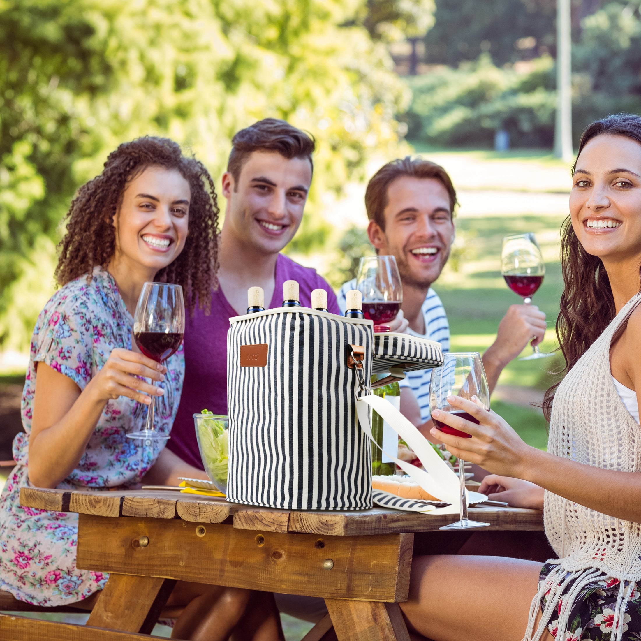 Stripe 4 Bottle Wine Cooler Tote