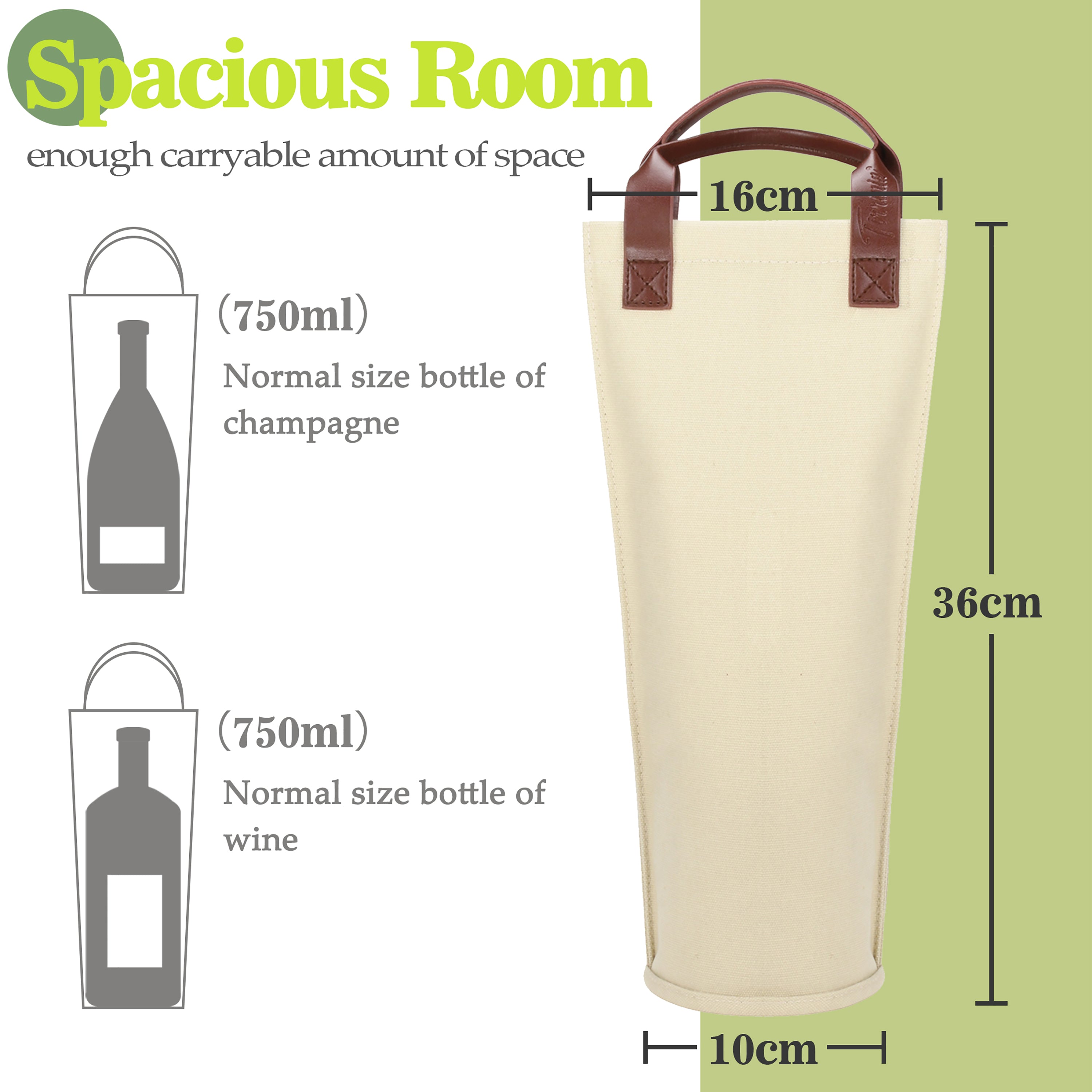 Beige Single Bottle Wine Bag