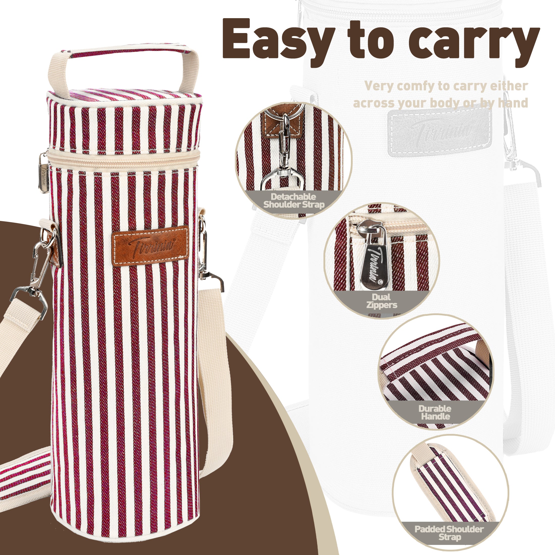 Wine Stripe Single Bottle Wine Carrier