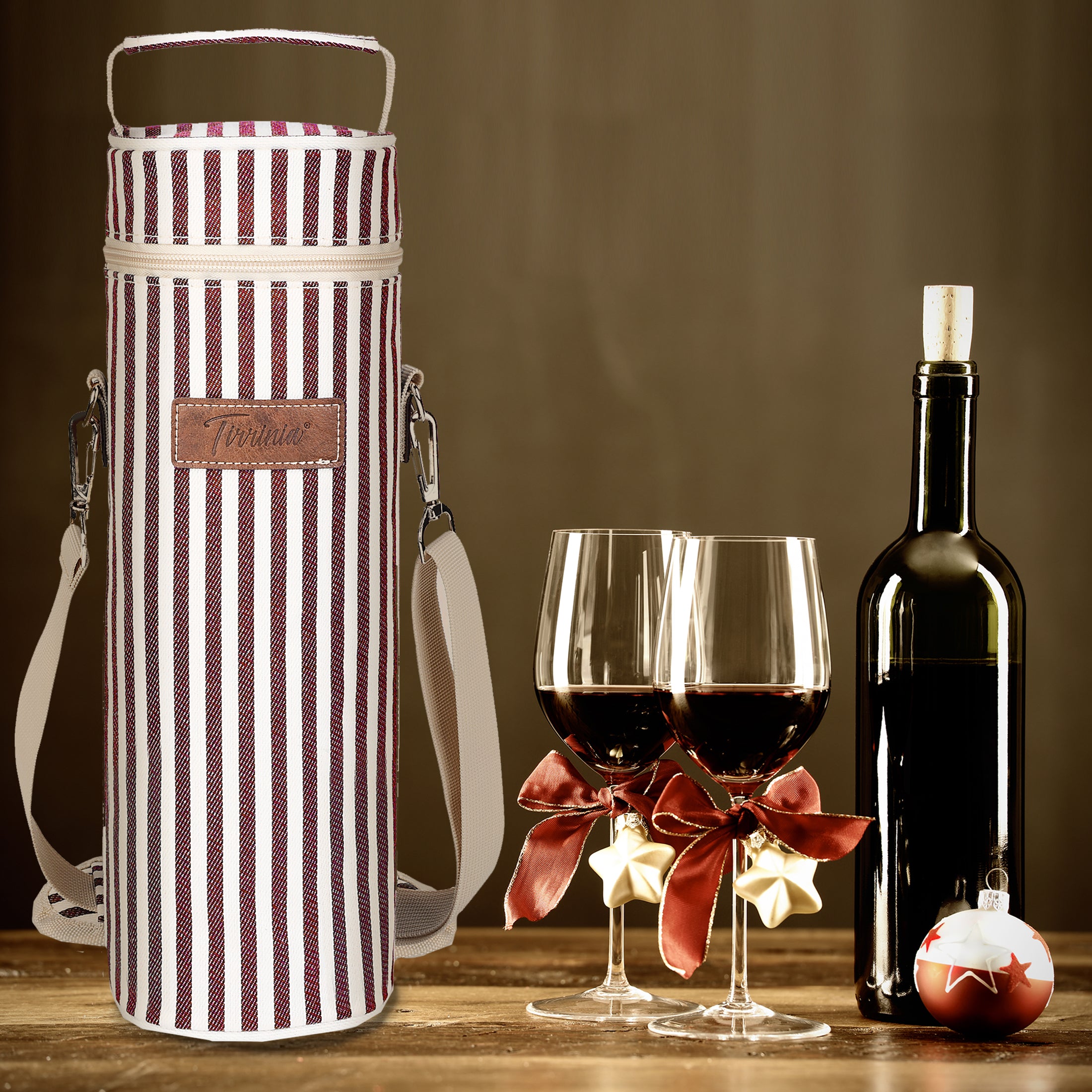 Wine Stripe Single Bottle Wine Carrier