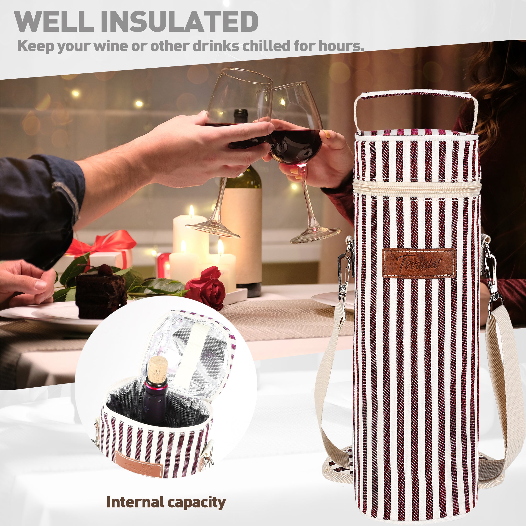 Wine Stripe Single Bottle Wine Carrier