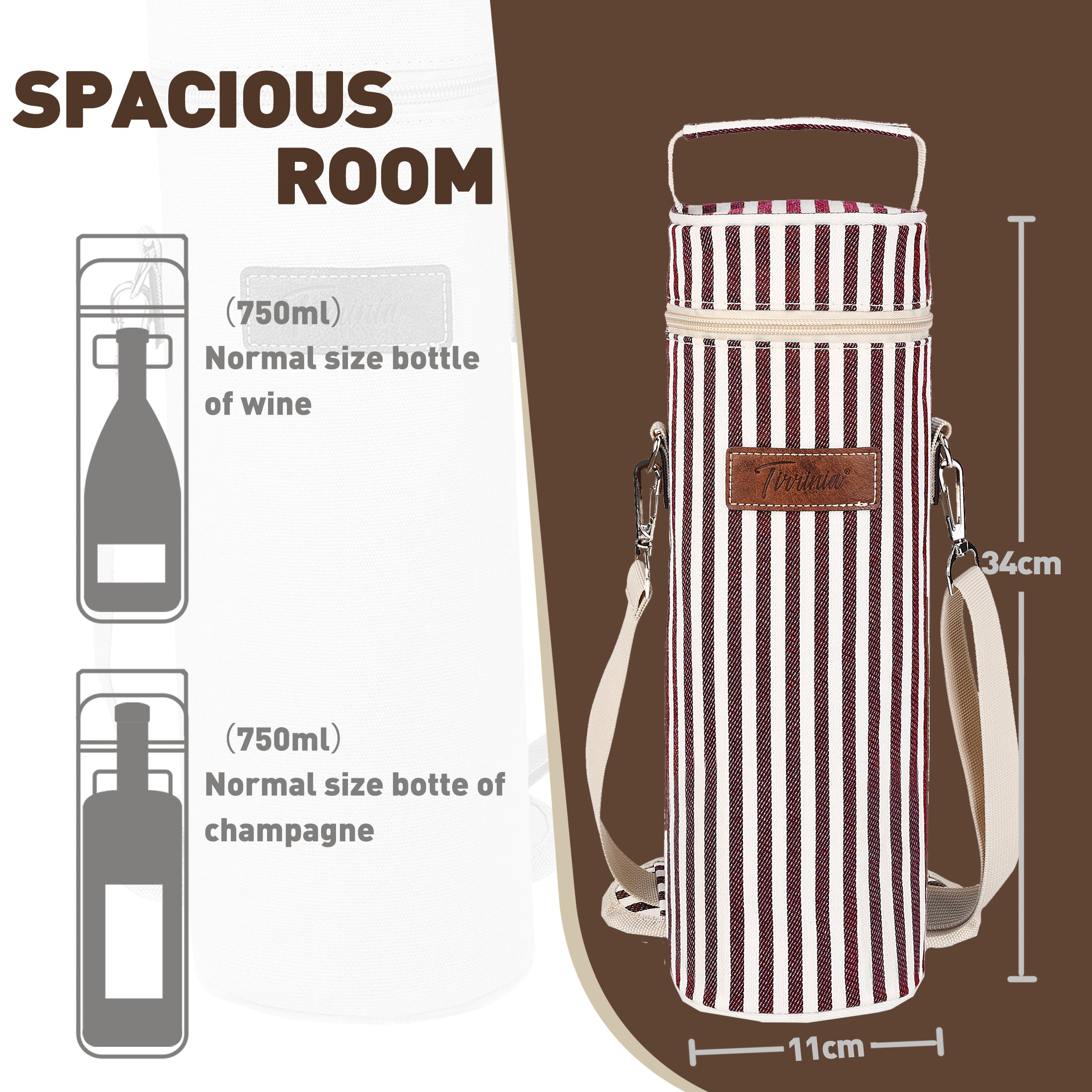 Wine Stripe Single Bottle Wine Carrier