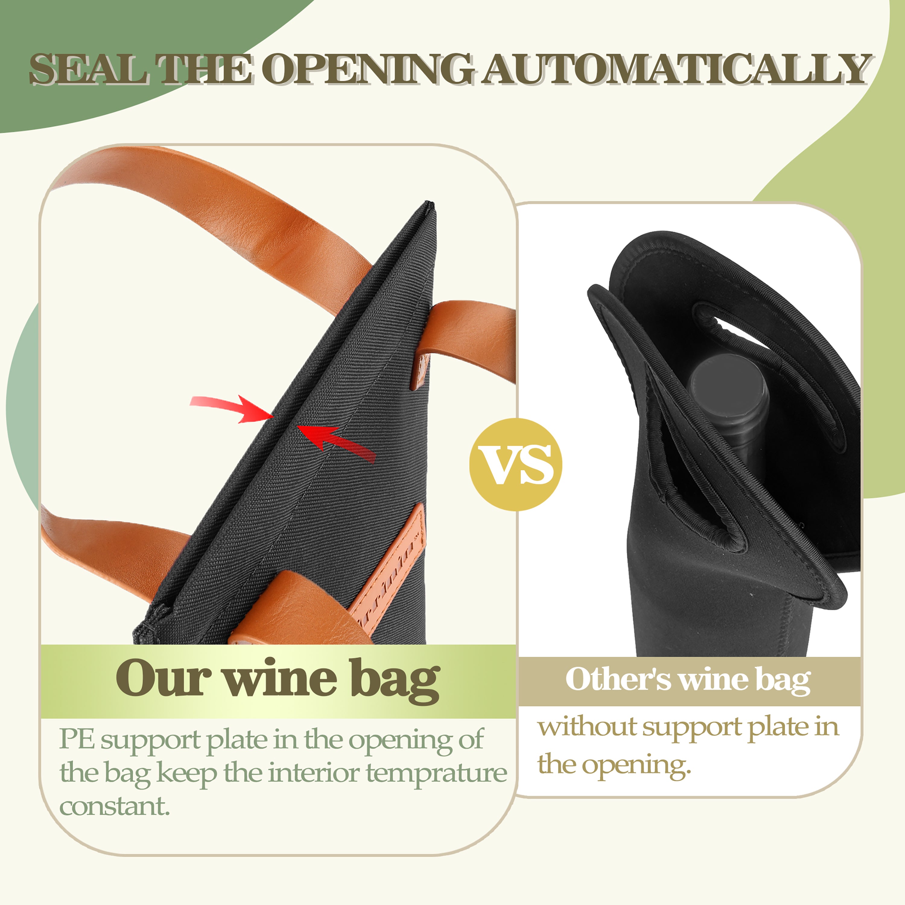 Black Single Bottle Wine Tote Bag