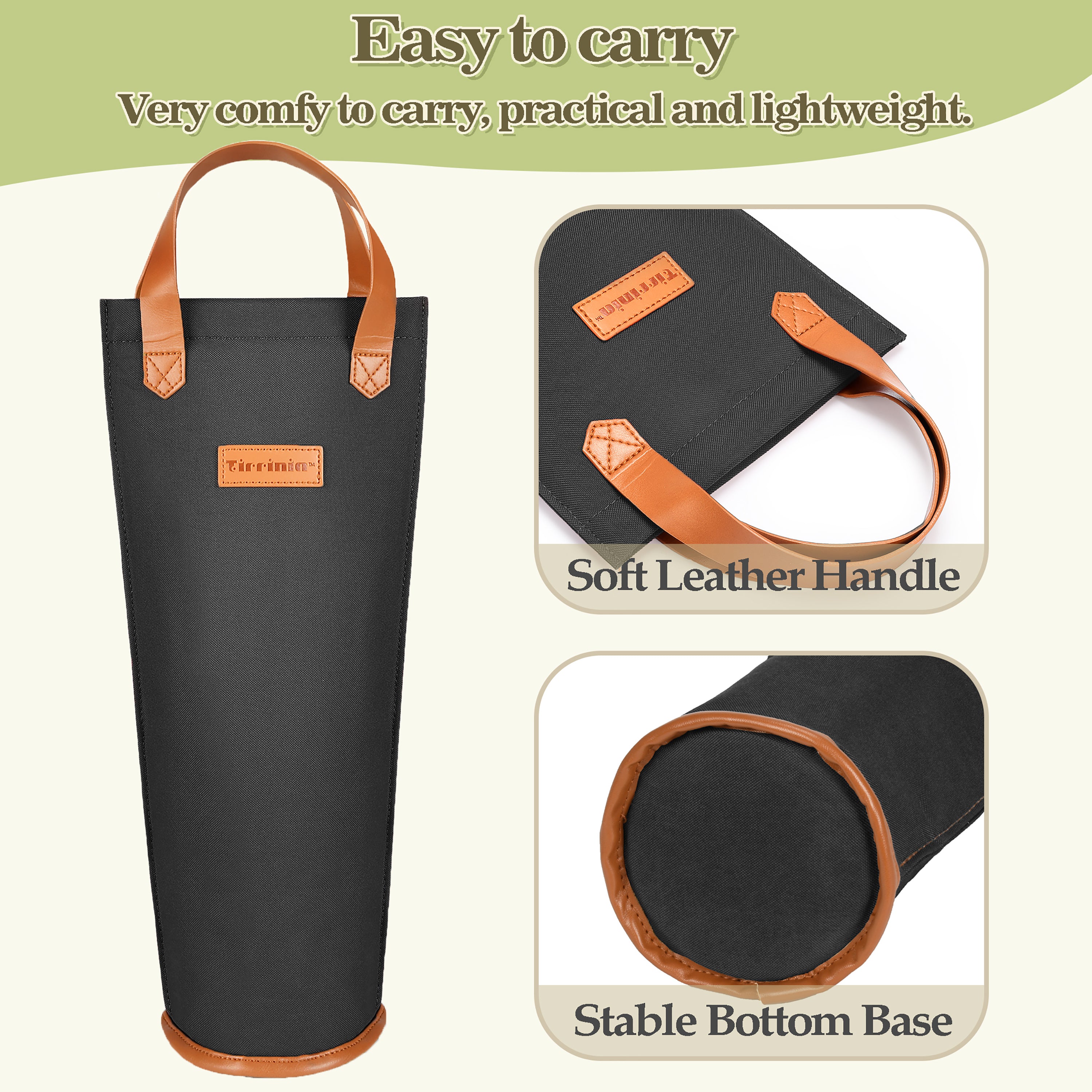 Black Single Bottle Wine Tote Bag