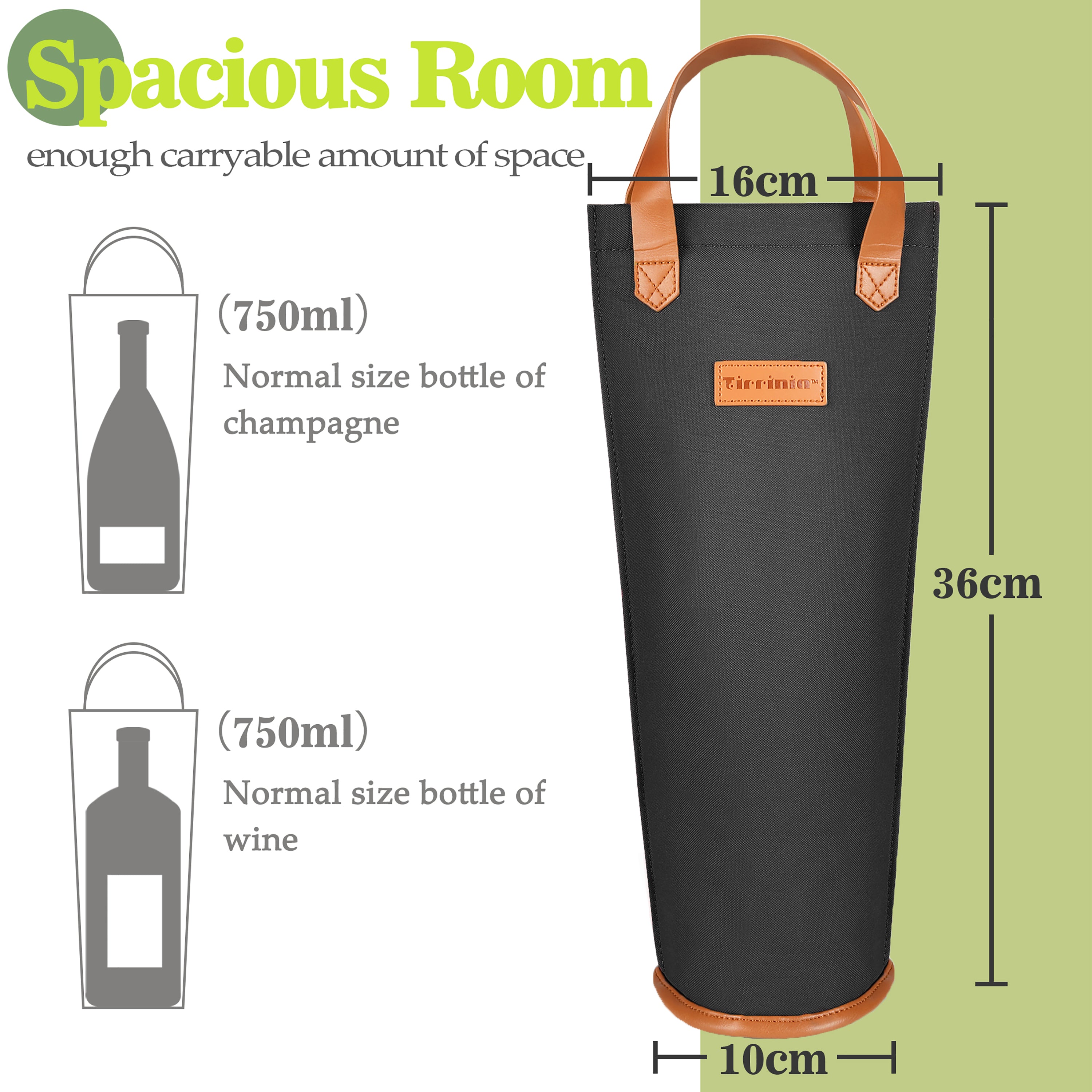 Black Single Bottle Wine Tote Bag
