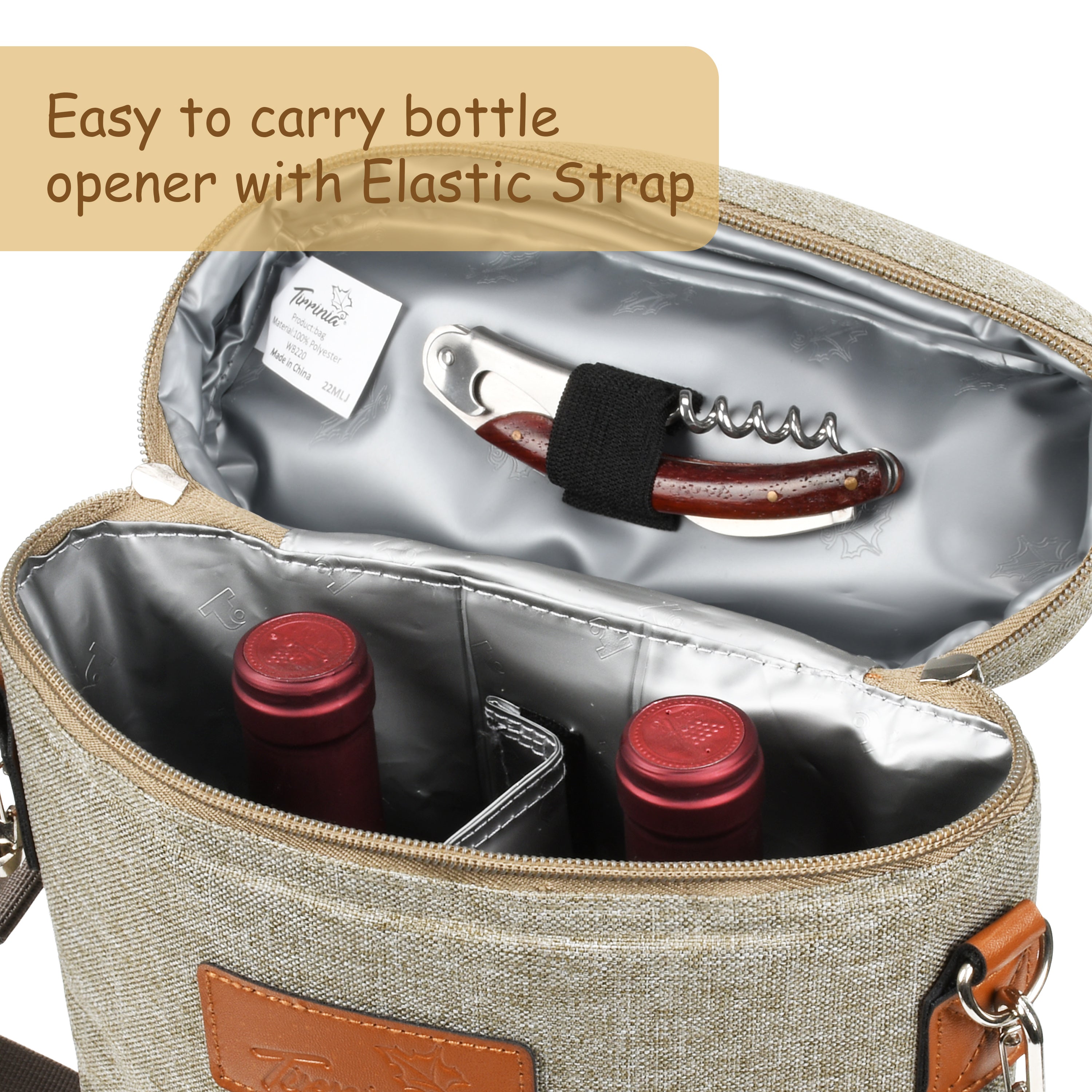 Khaki 2 Bottle Wine Carrier