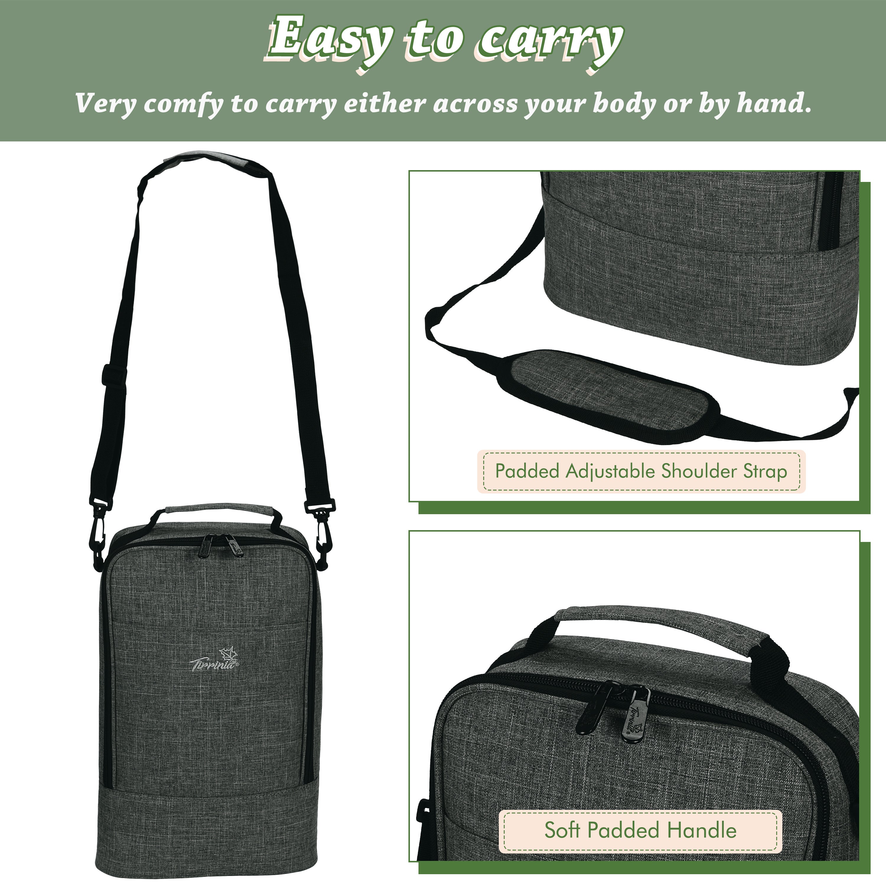 Charcoal 2 Bottle Wine Cooler Bag