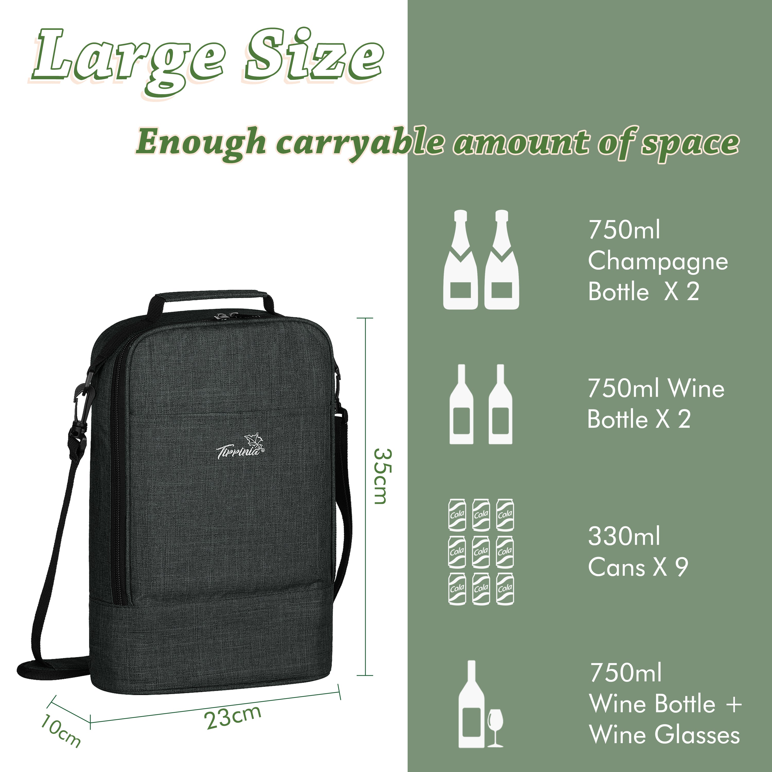 Charcoal 2 Bottle Wine Cooler Bag