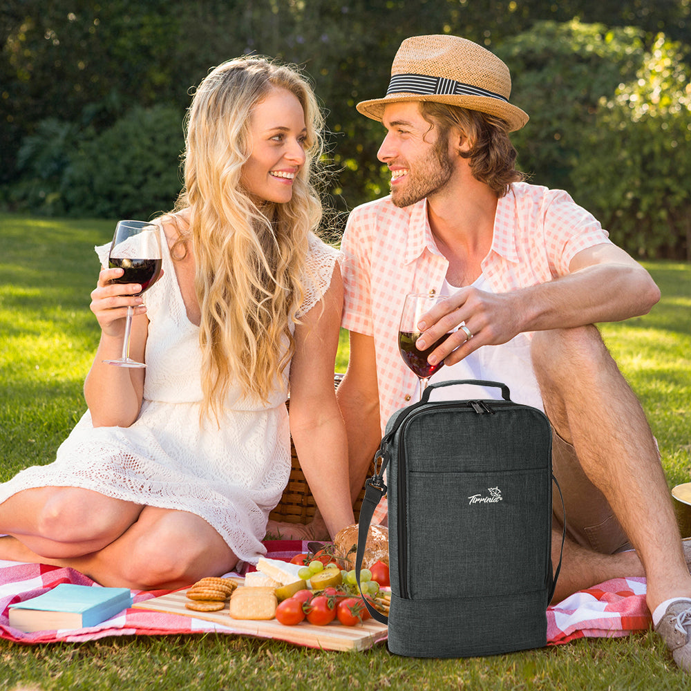 Charcoal 2 Bottle Wine Cooler Bag