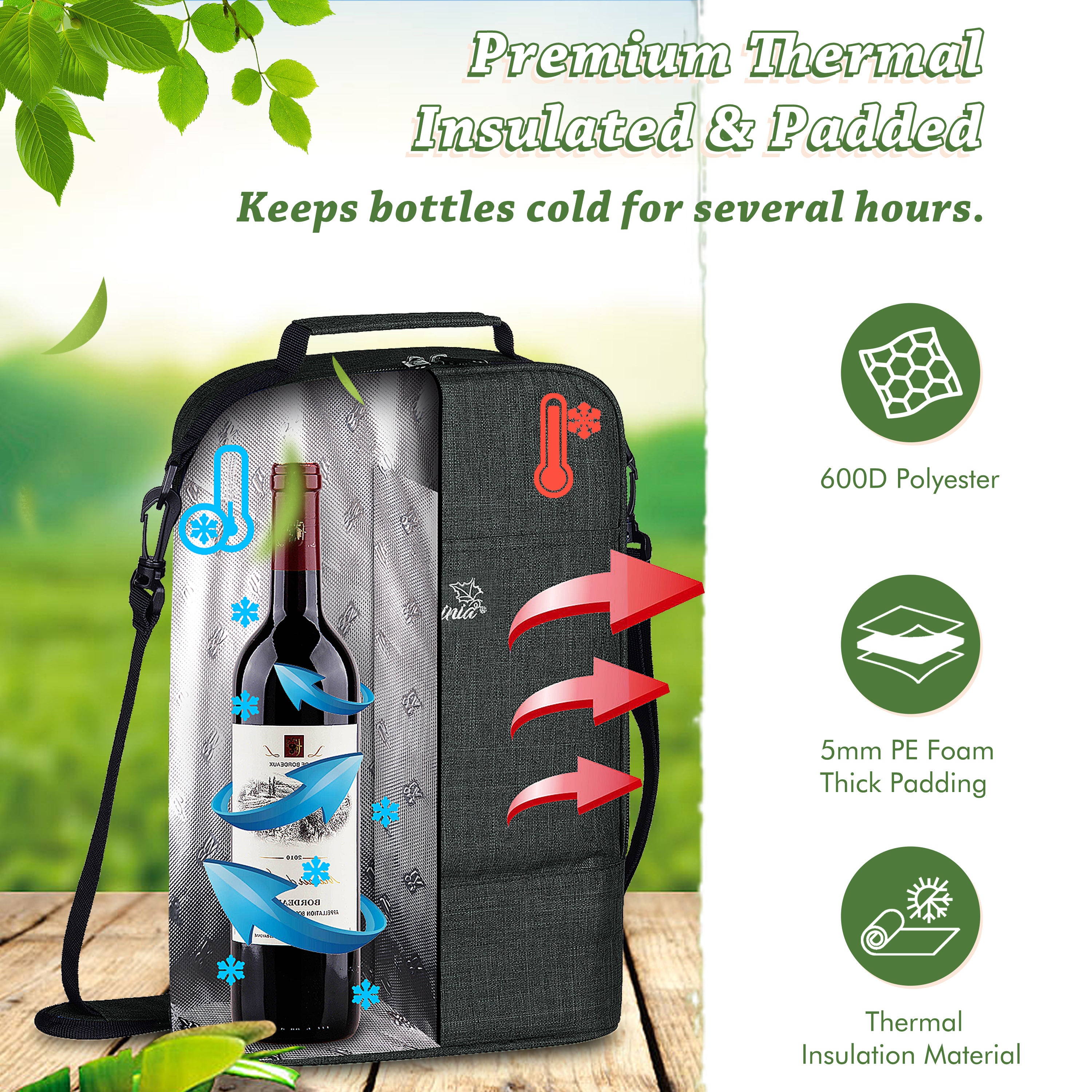 Charcoal 2 Bottle Wine Cooler Bag