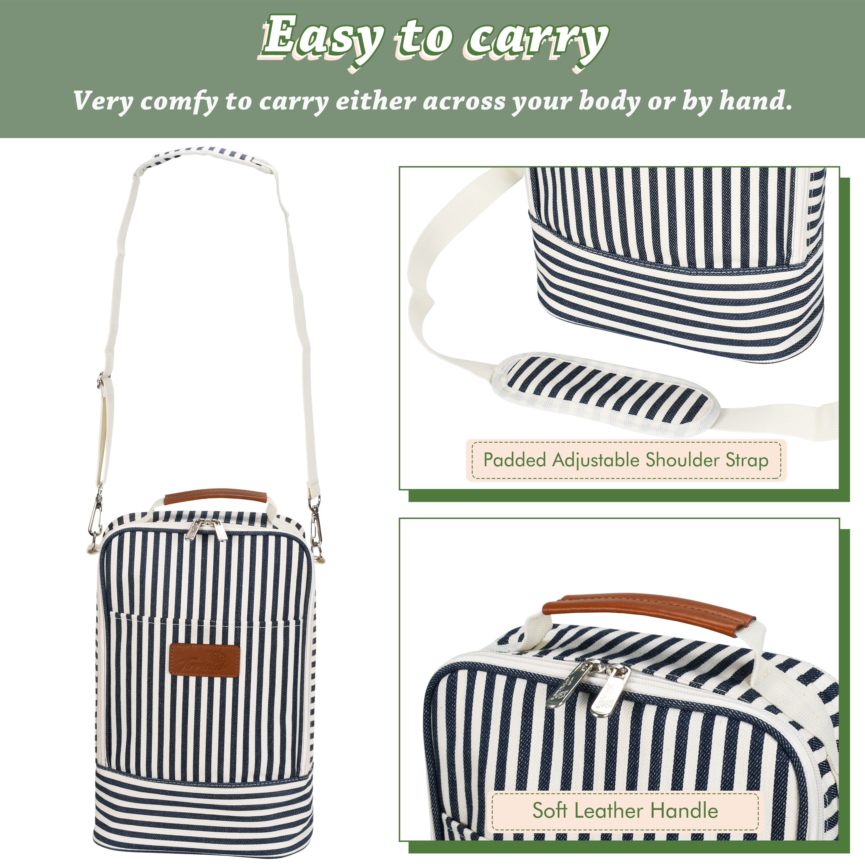 Blue Stripe 2 Bottle Wine Cooler Bag