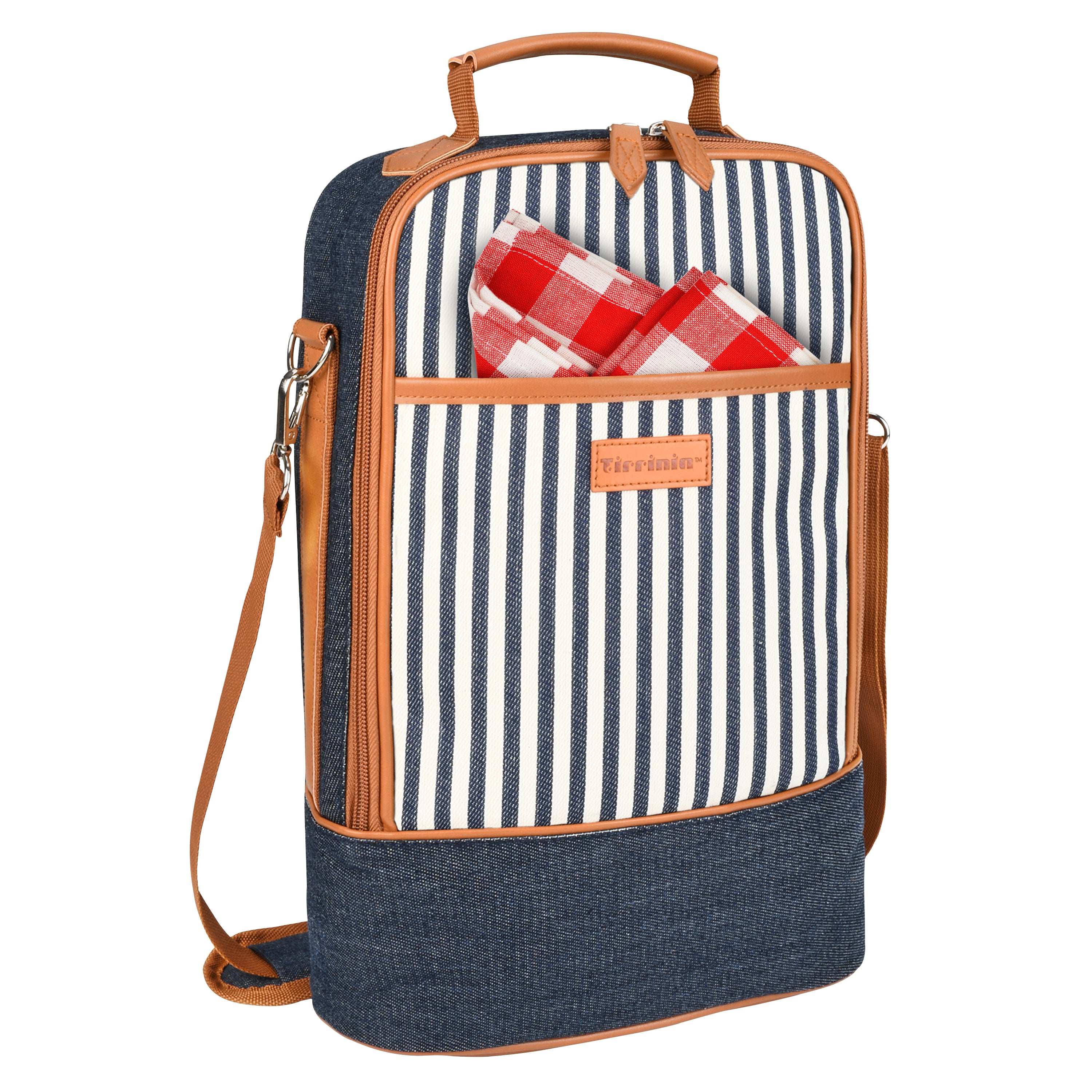 Denim Stripe 2 Bottle Wine Cooler Carrier
