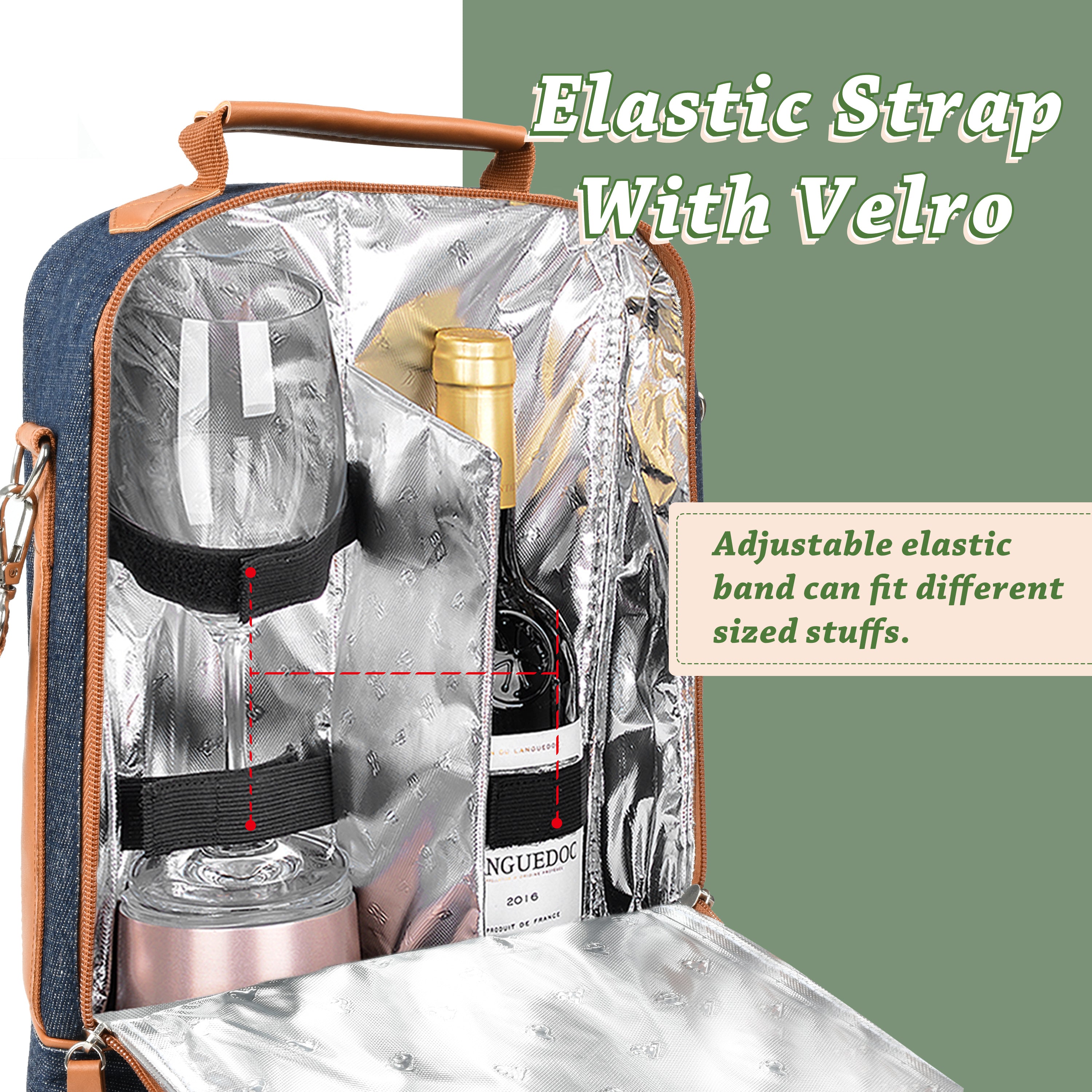 Denim Stripe 2 Bottle Wine Cooler Carrier