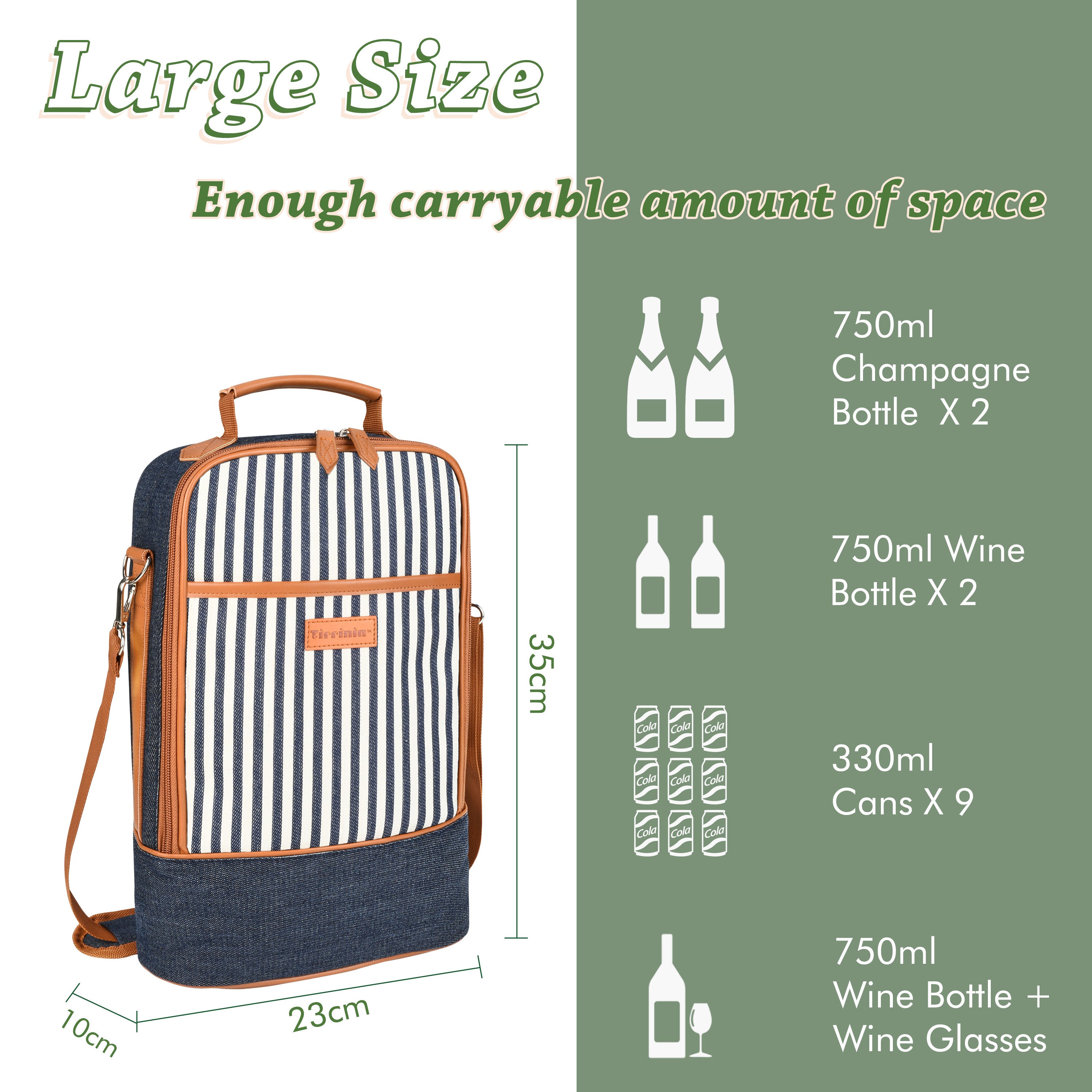 Denim Stripe 2 Bottle Wine Cooler Carrier