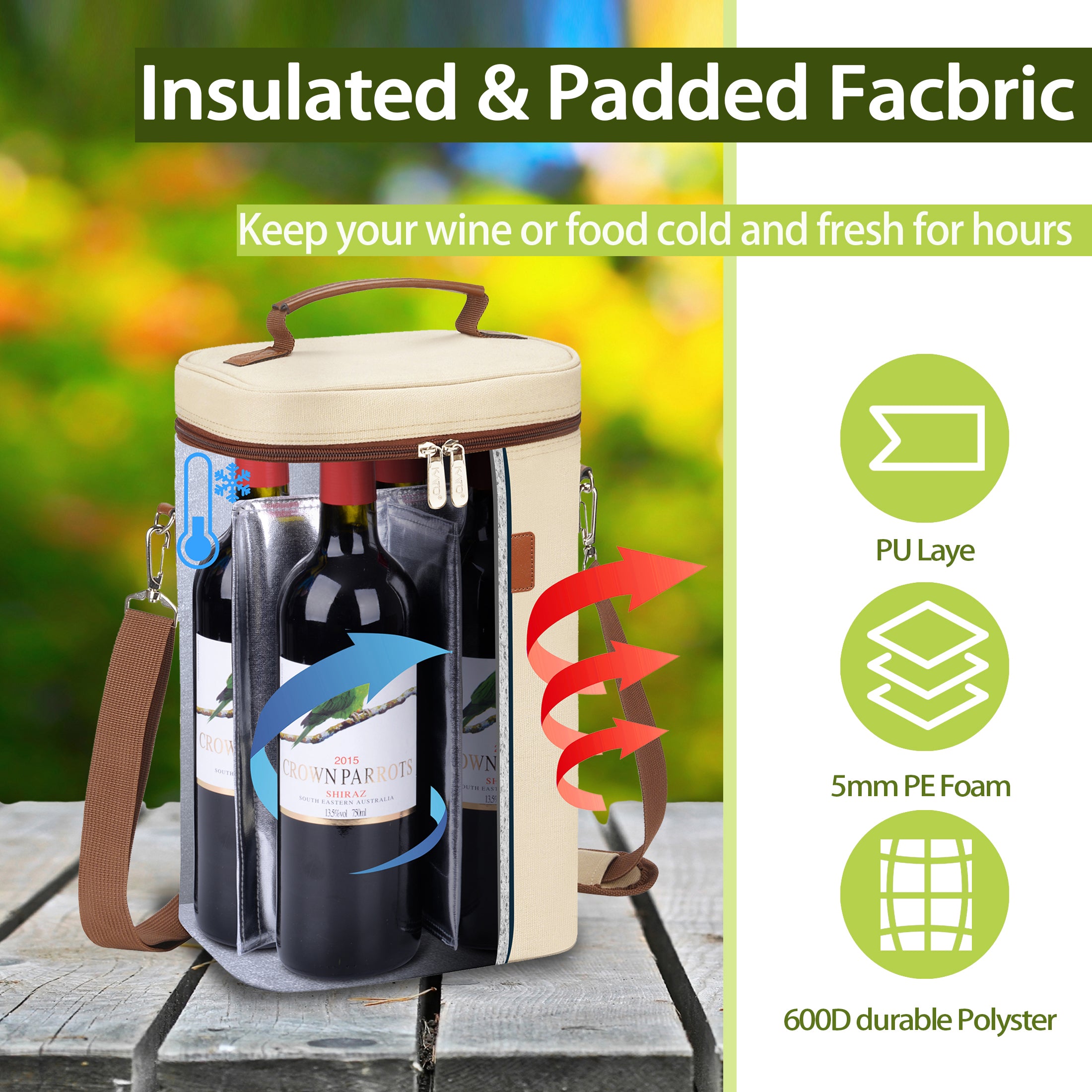 Beige 4 Bottle Wine Cooler Tote