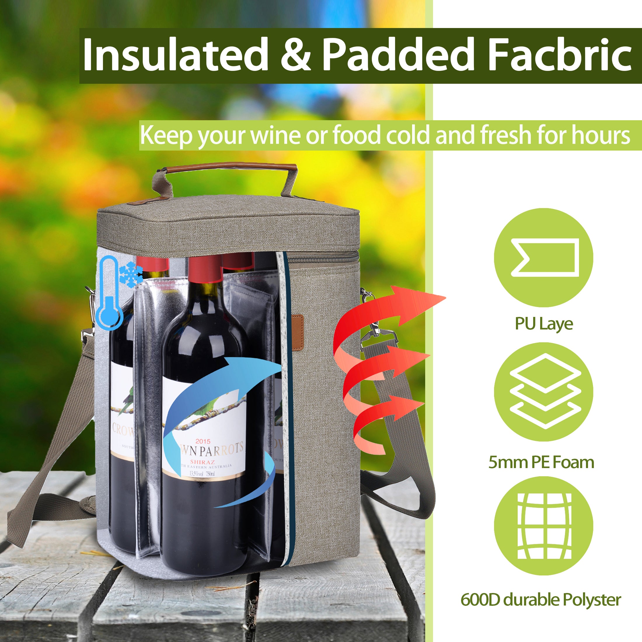 Grey 4 Bottle Wine Cooler Tote