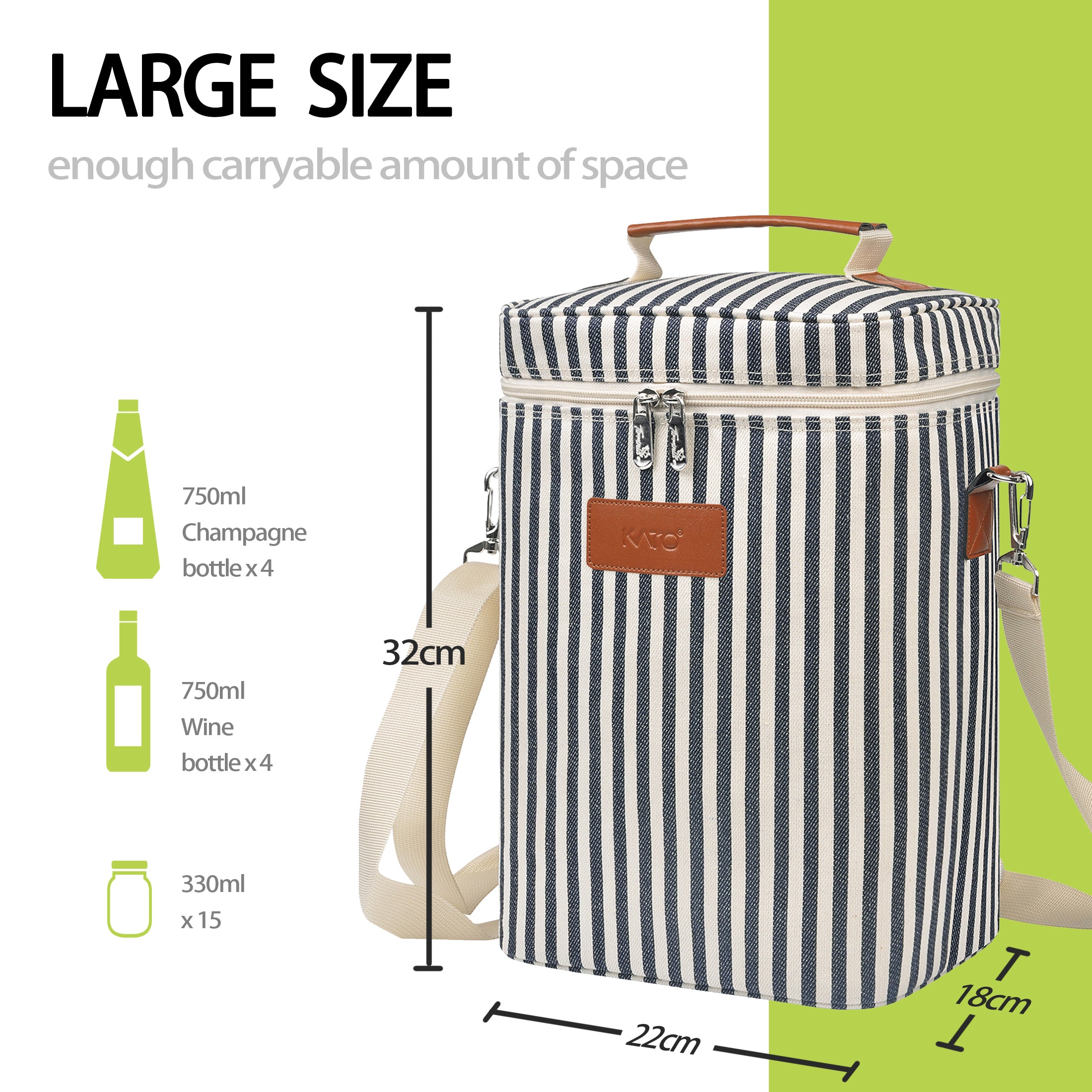 Stripe 4 Bottle Wine Cooler Tote