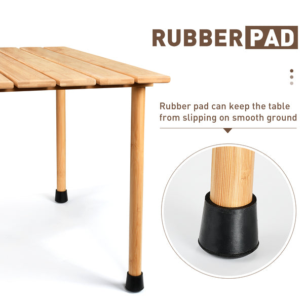 Bamboo Wine Picnic Table with Carrying Bag