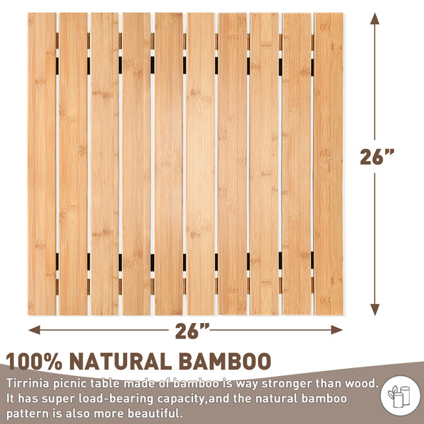 Bamboo Wine Picnic Table with Carrying Bag