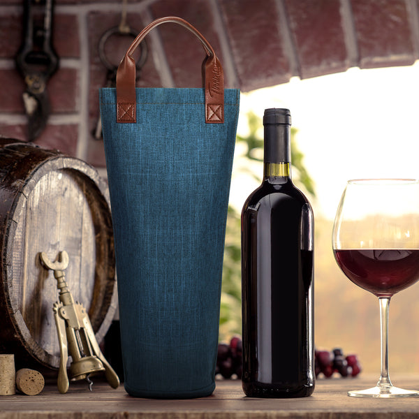 Blue Single Bottle Wine Bag