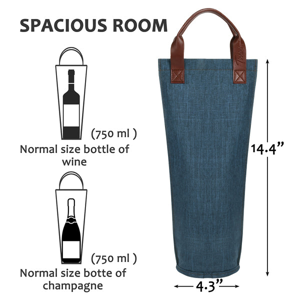 Blue Single Bottle Wine Bag