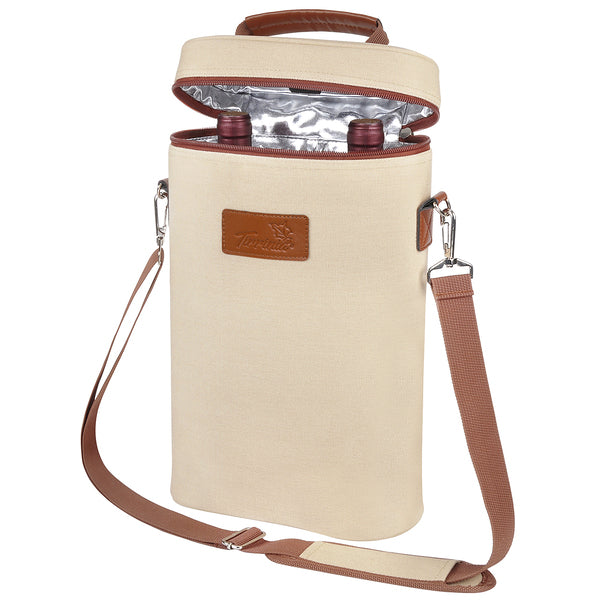 Beige 2 Bottle Wine Carrier