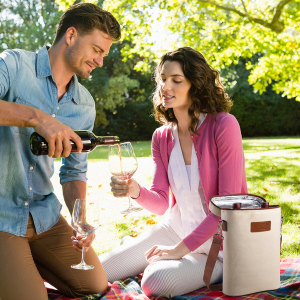 Beige 2 Bottle Wine Carrier